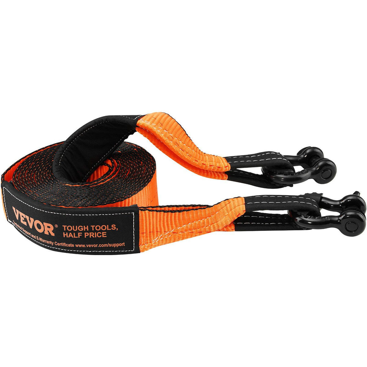 Off-Road Recovery Kit, 7.6 x 914.4 cm, Heavy Duty Winch Recovery Kit with 13608 kg Tow Straps, 20T D-Ring Shackles, Shackle Receiver, Snatch Block Pulley, Gloves, Storage Bag for ATV Jeep Truck