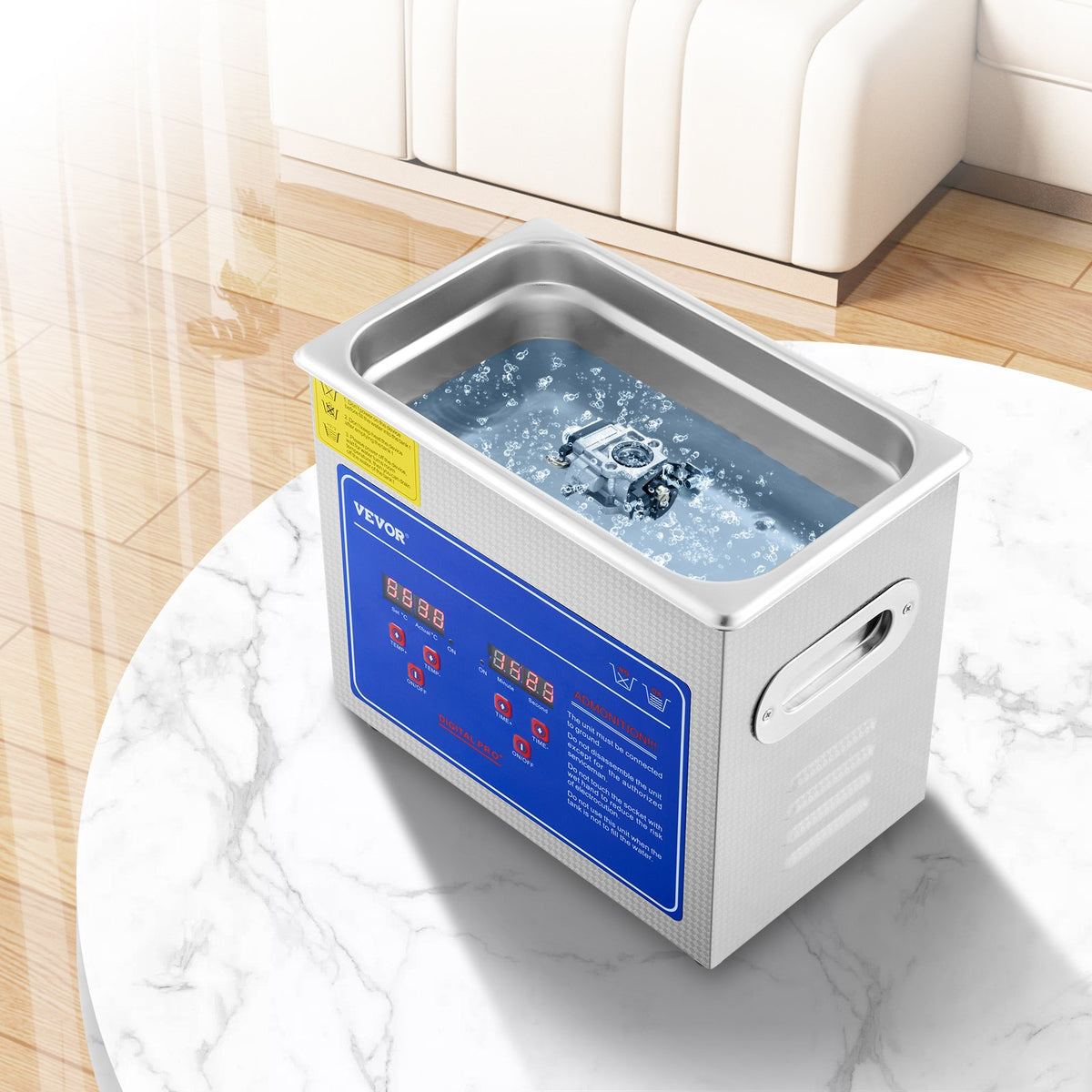 VEVOR Ultrasonic Cleaner Machine 3L Stainless Steel Ultrasonic Cleaning Machine Digital Heater Timer Jewelry Cleaning for Commercial Personal Home Use (3L)