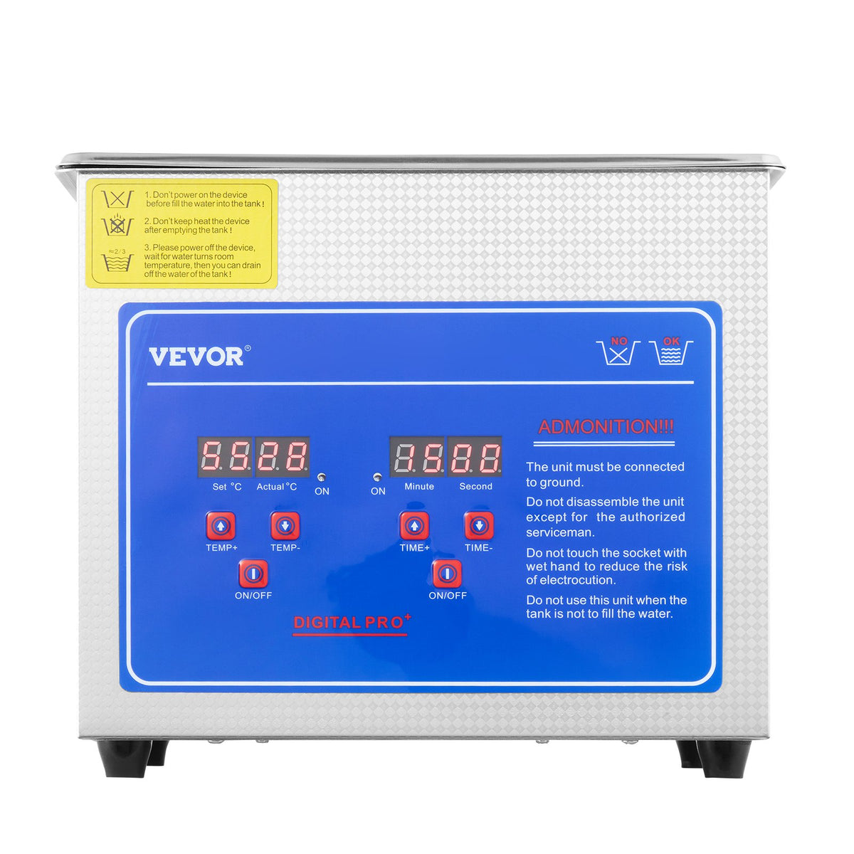 VEVOR Ultrasonic Cleaner Machine 3L Stainless Steel Ultrasonic Cleaning Machine Digital Heater Timer Jewelry Cleaning for Commercial Personal Home Use (3L)