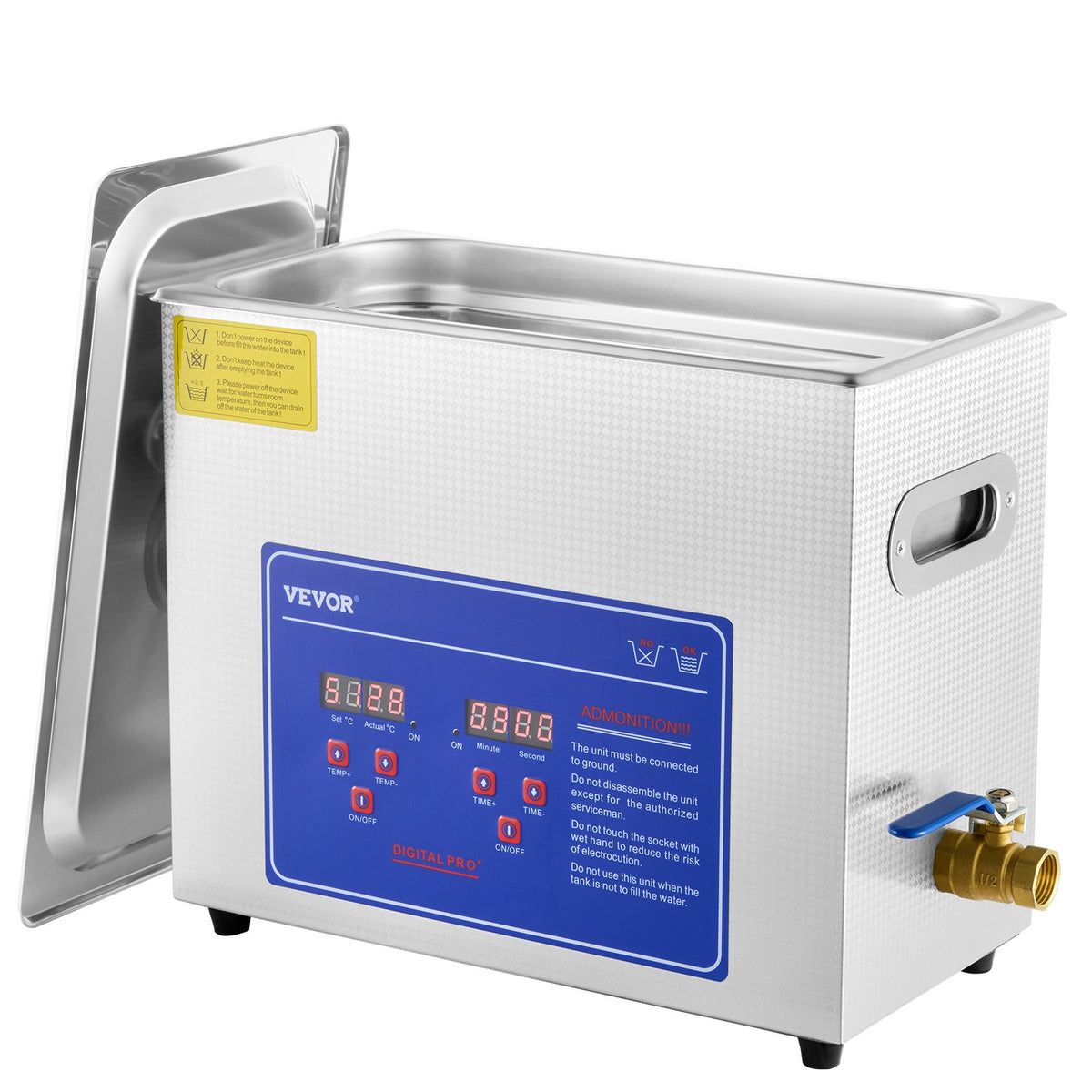 Vevor Brand New 6 Liter Stainless Steel Digital Ultrasonic Cleaner w/ Bracket &amp; Drainage System