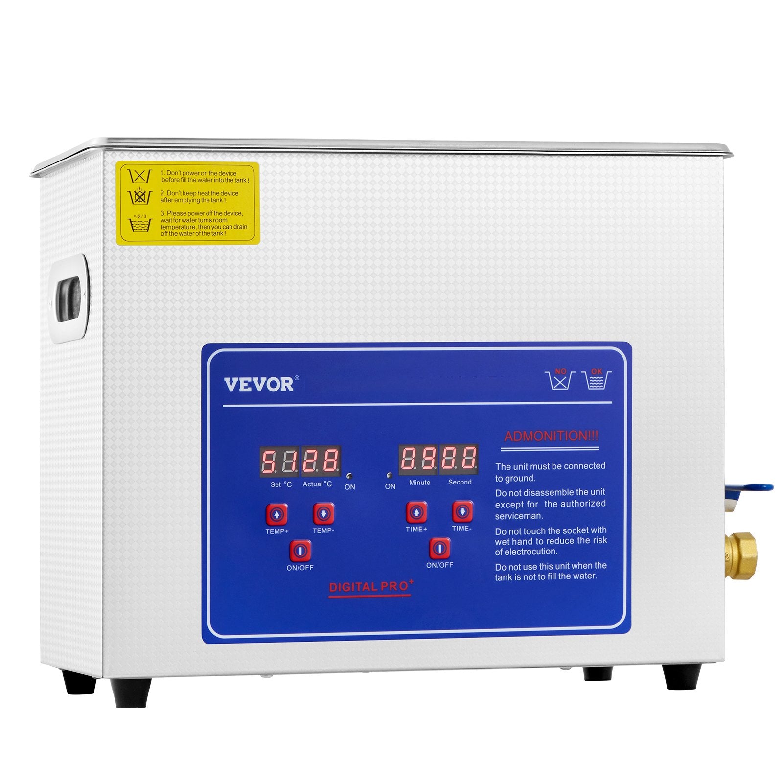 Vevor Brand New 6 Liter Stainless Steel Digital Ultrasonic Cleaner w/ Bracket & Drainage System