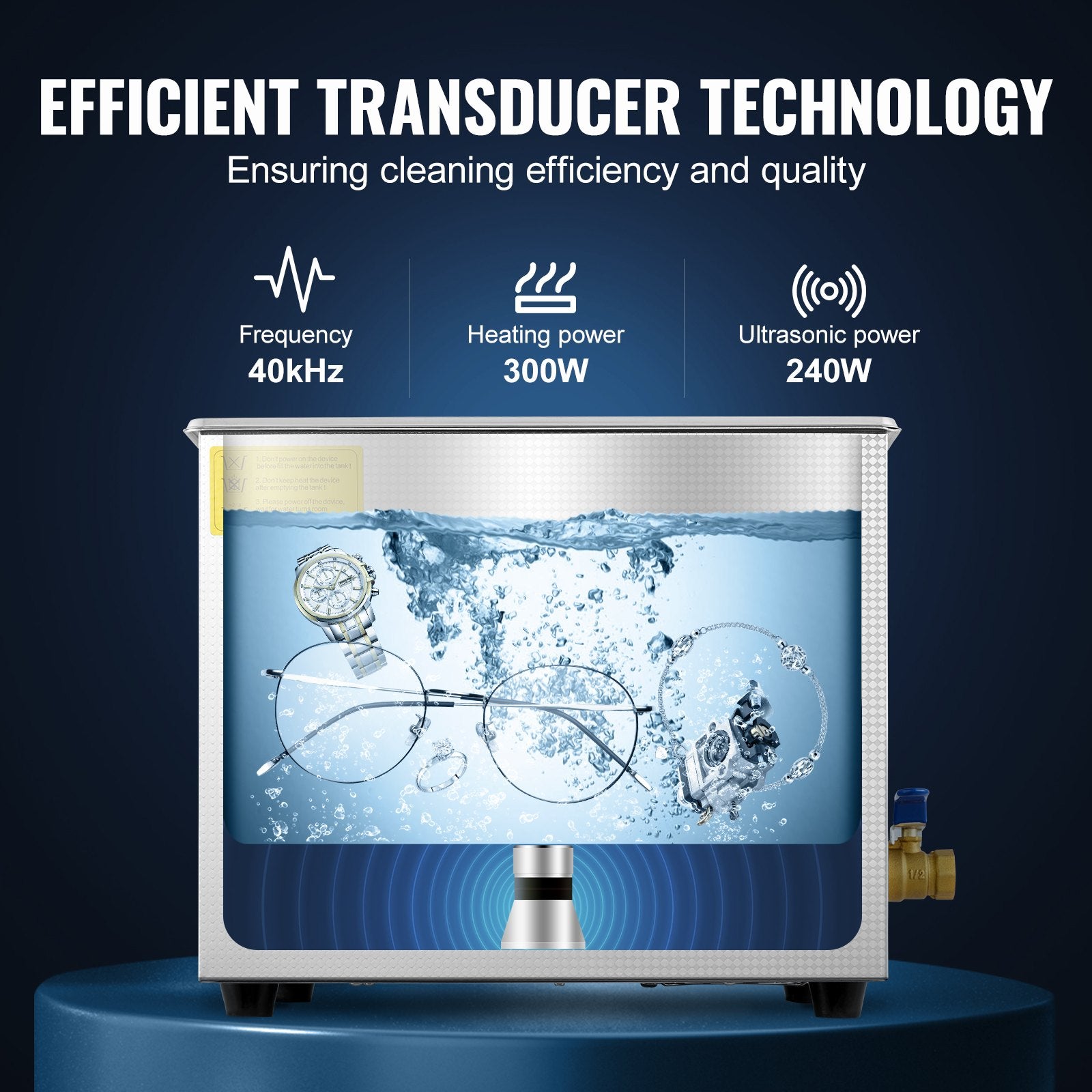 VEVOR Ultrasonic Cleaner 10L Jewelry Cleaning with Digital Timer Ultrasonic Cleaning Machine for Jewellery Rings Watches Eyeglasses Dentures Coins Metal Parts Commercial and Home Use Silver