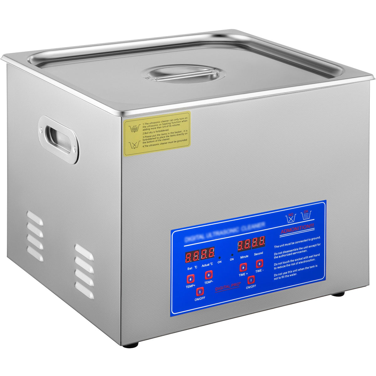 Vevor Powerful Stainless Steel 13.5-15 L Liters Ultrasonic Cleaner 360W Digital Heater Timer