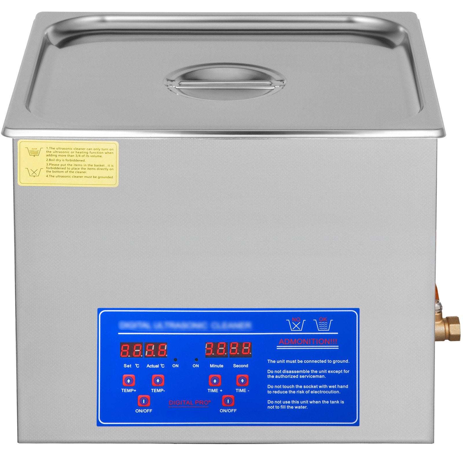 Vevor Powerful Stainless Steel 13.5-15 L Liters Ultrasonic Cleaner 360W Digital Heater Timer