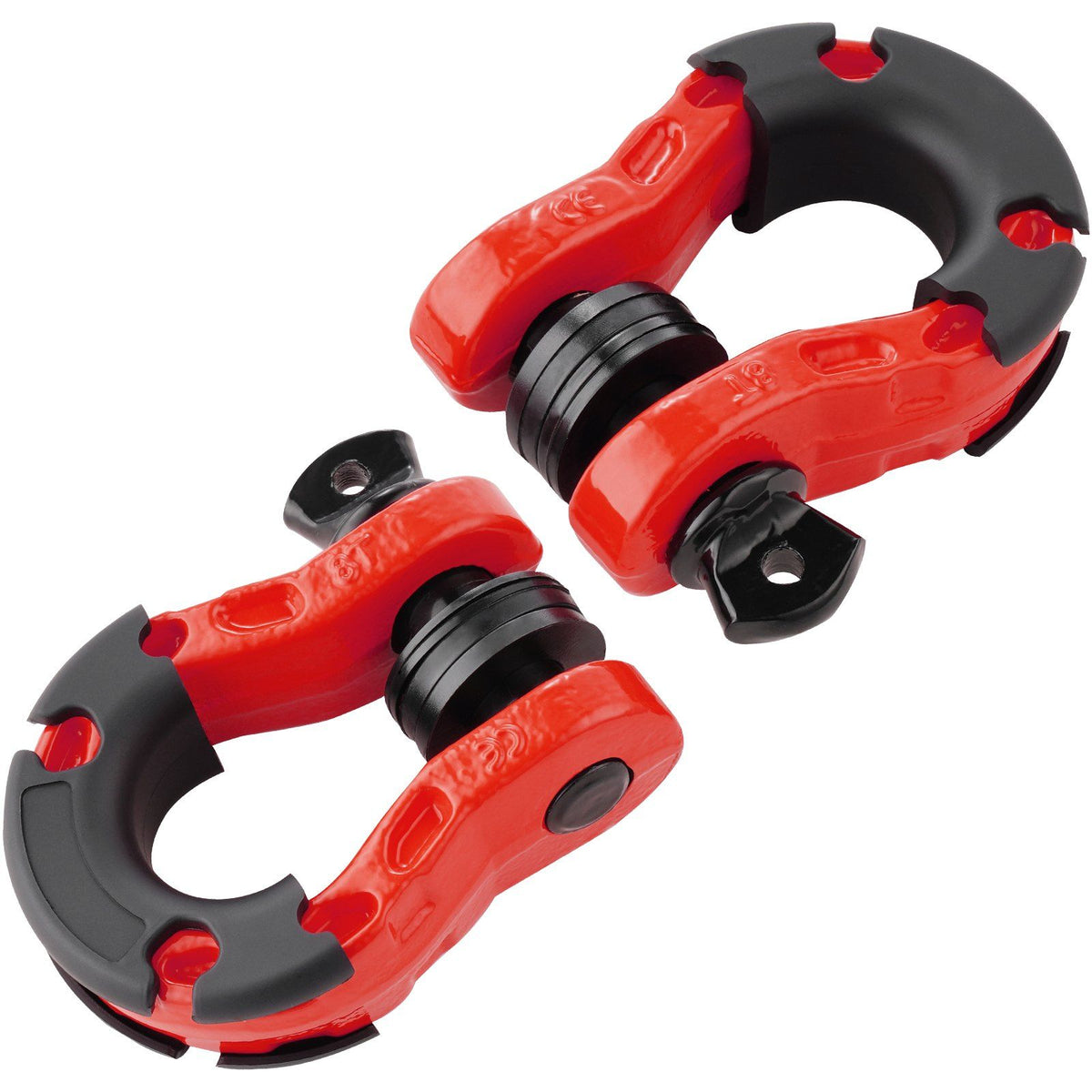 D-Ring Shackle, 2 Pack 19.05 mm Alloy Steel Shackles 30 Ton Break Strength with 22 mm Screw Pin, Isolators &amp; Washers Kit, Heavy Duty Off Road Vehicle Recovery Shackle for Jeep and Truck, Red