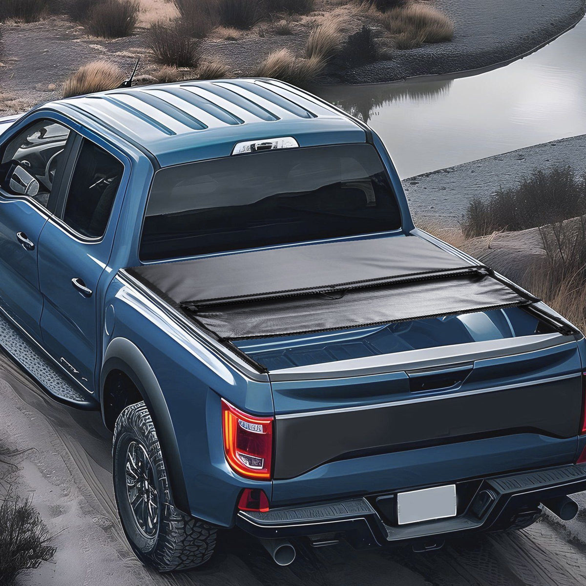 Truck Bed Cover, Roll Up Truck Bed Tonneau Cover, Compatible with 2009-2024 Ford F-150 Styleside Bed, for 1.7m x 1.7m Bed, Soft PVC material, 100% Bed Access Roll Up Tonneau Cover