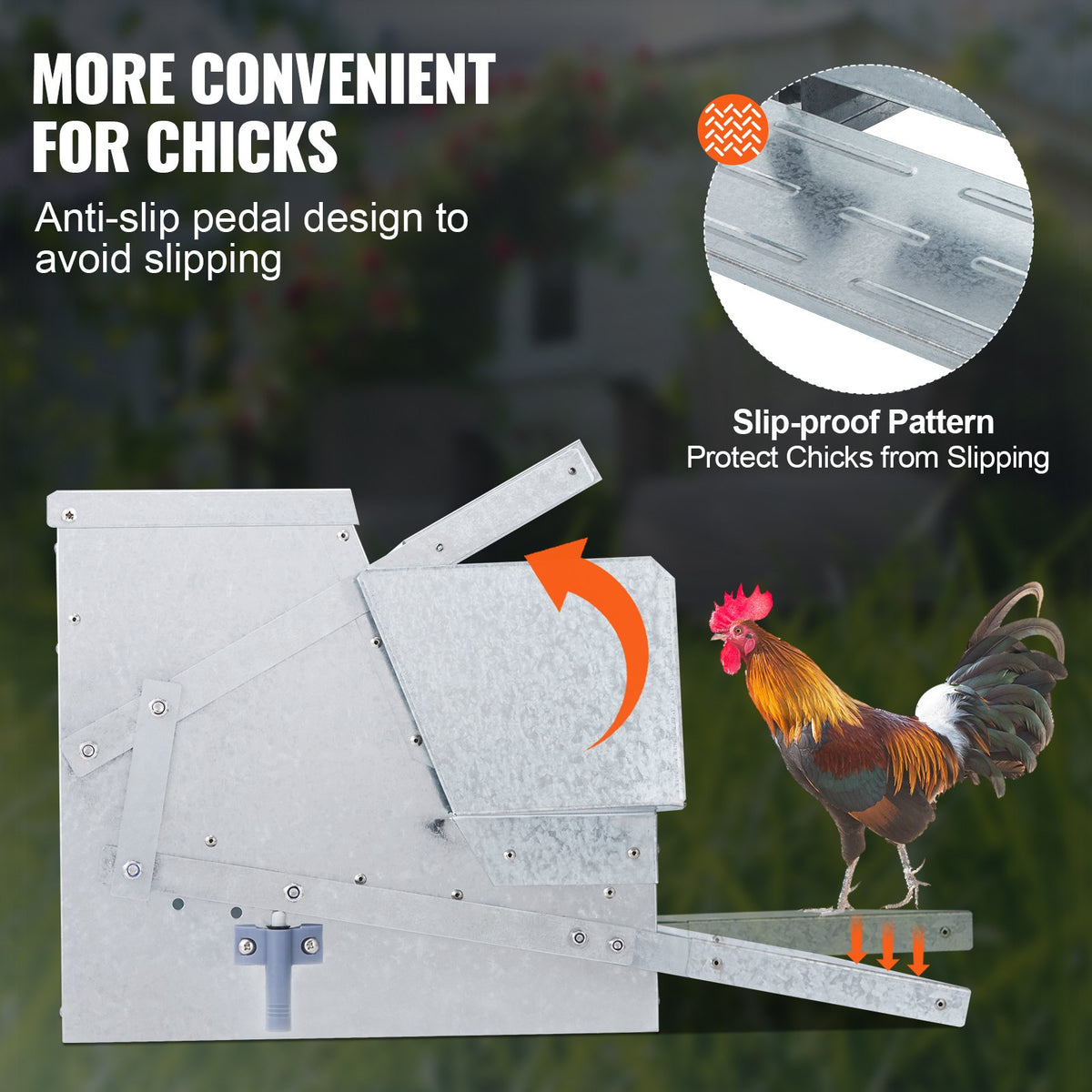 VEVOR Automatic Chicken Feeder Galvanized Steel Poultry Feeder 25 lb 10 Chickens