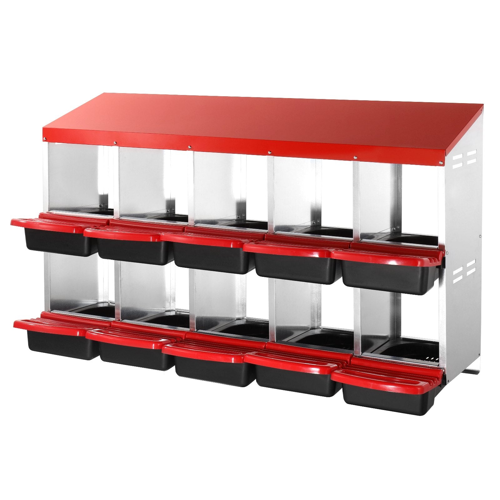 VEVOR 10-Compartment Chicken Nest Box Mental Box with Inclined Nesting Boxes