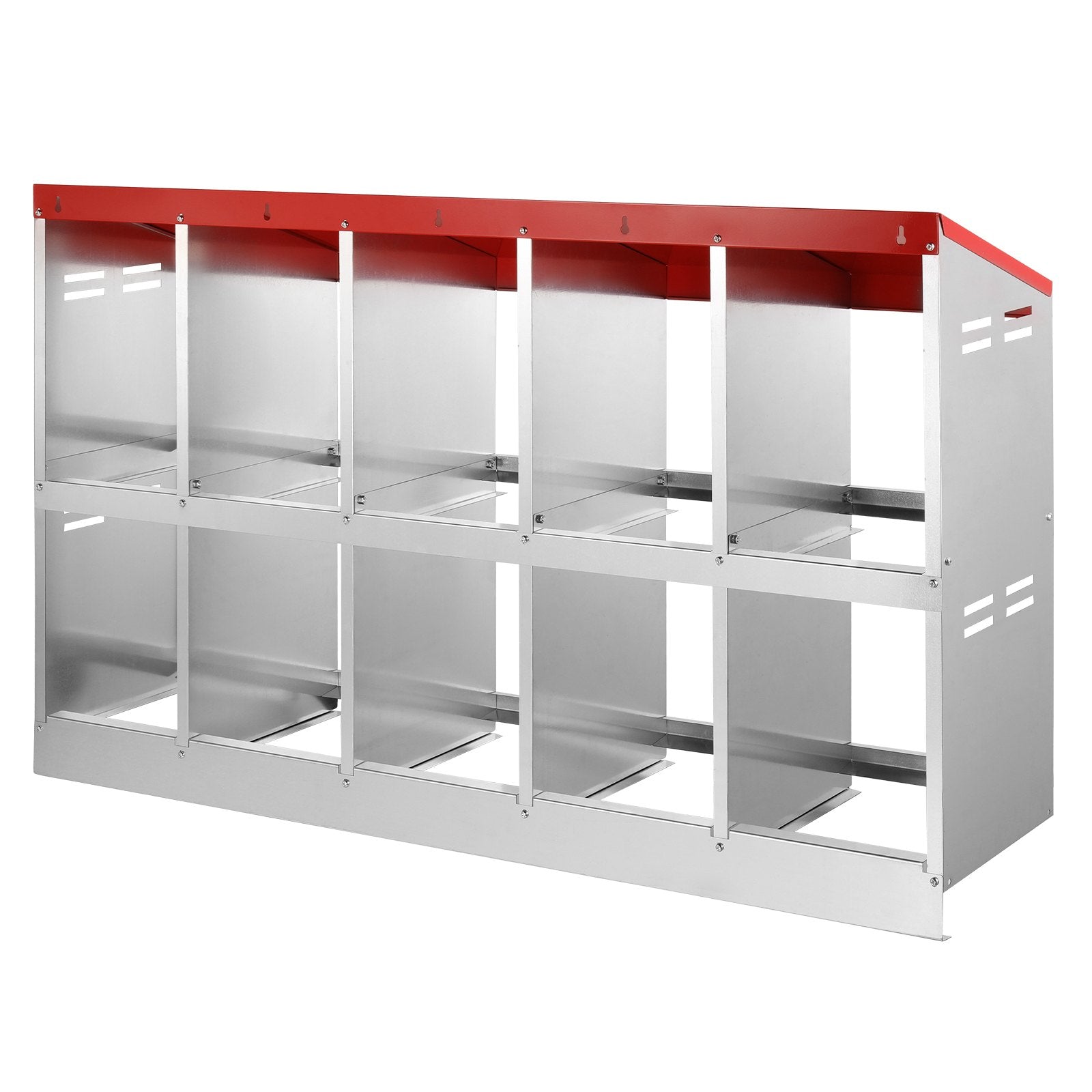 VEVOR 10-Compartment Chicken Nest Box Mental Box with Inclined Nesting Boxes