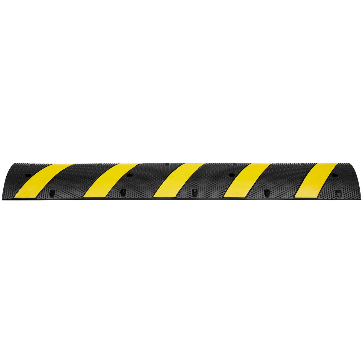 VEVOR 6 ft Rubber Speed Hump, 2 Channel, 10000 kg/axle Load Capacity Heavy Duty Traffic Speed Bump, with High Reflective Yellow Strip 4 Expansion Screws and 1 Drill, for Asphalt Concrete Gravel Roads