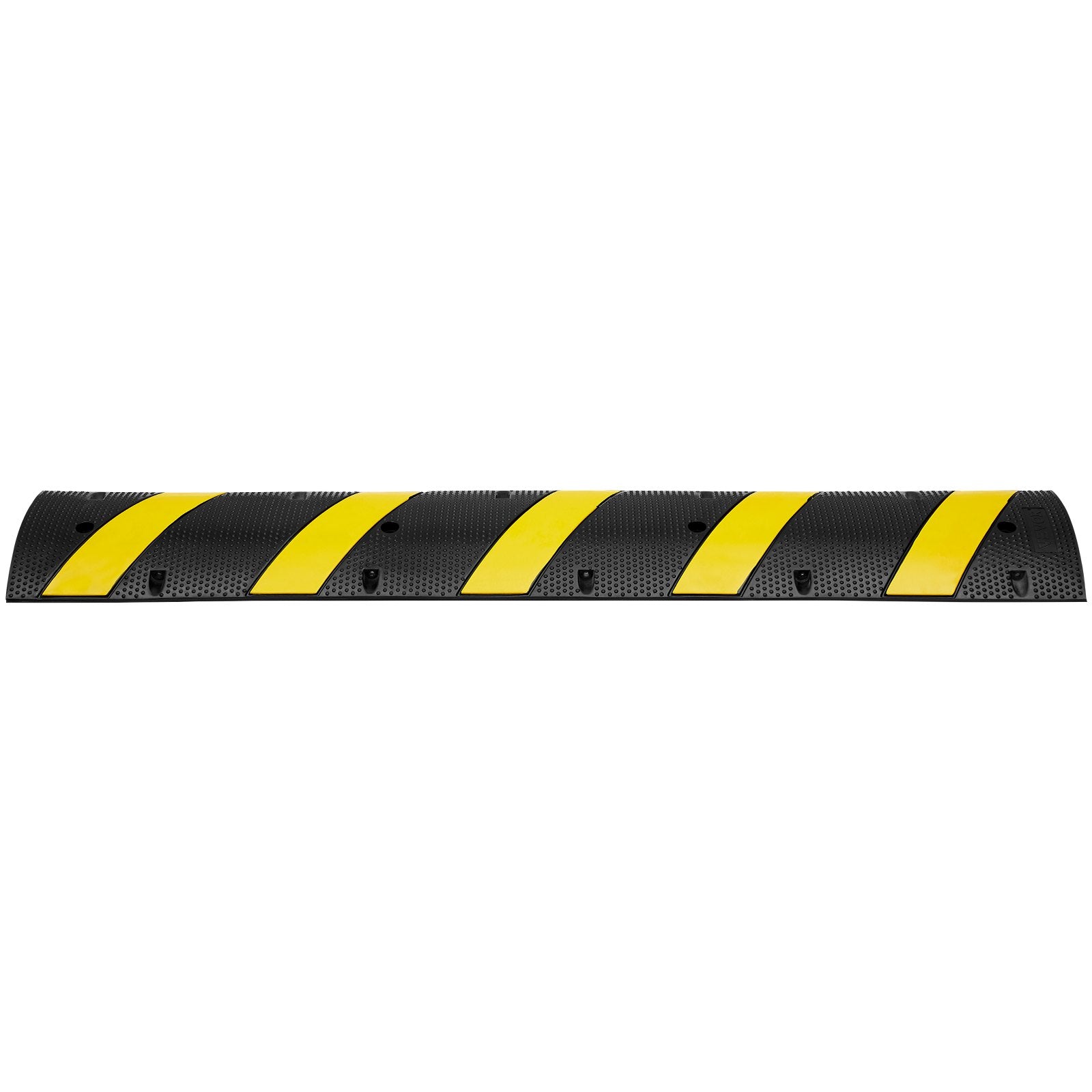 VEVOR 6 ft Rubber Speed Hump, 2 Channel, 10000 kg/axle Load Capacity Heavy Duty Traffic Speed Bump, with High Reflective Yellow Strip 4 Expansion Screws and 1 Drill, for Asphalt Concrete Gravel Roads