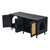 VEVOR Cat Litter Box Enclosure Wooden Litter Box Furniture Hidden 2 Rooms Black