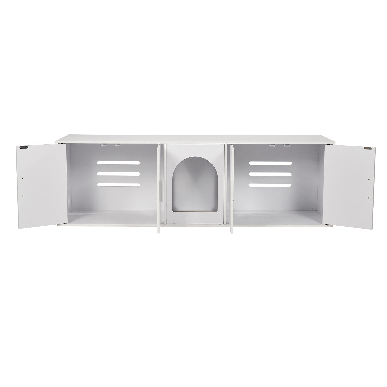 VEVOR Cat Litter Box Enclosure Wooden Litter Box Furniture Hidden 57.9" White
