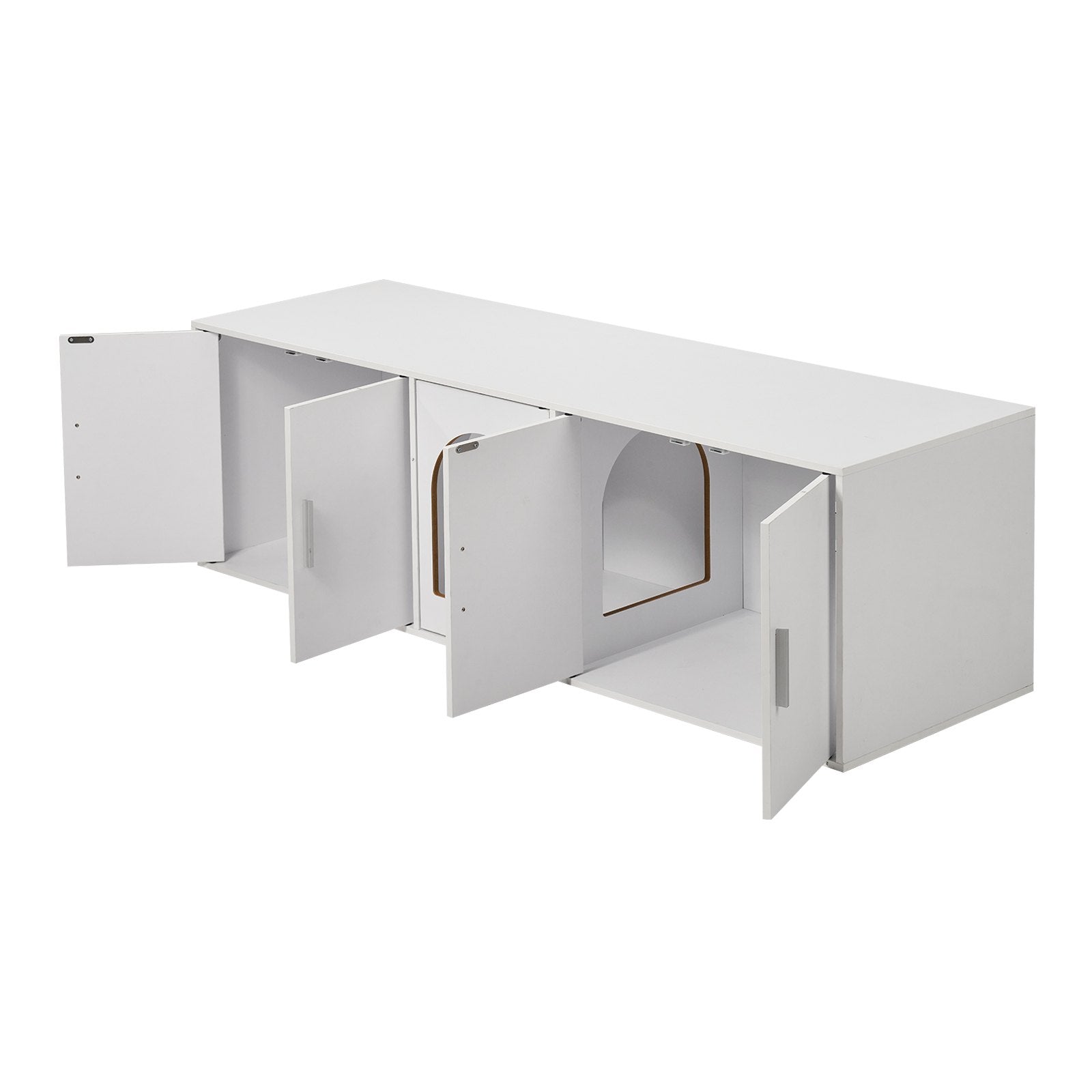 VEVOR Cat Litter Box Enclosure Wooden Litter Box Furniture Hidden 57.9" White