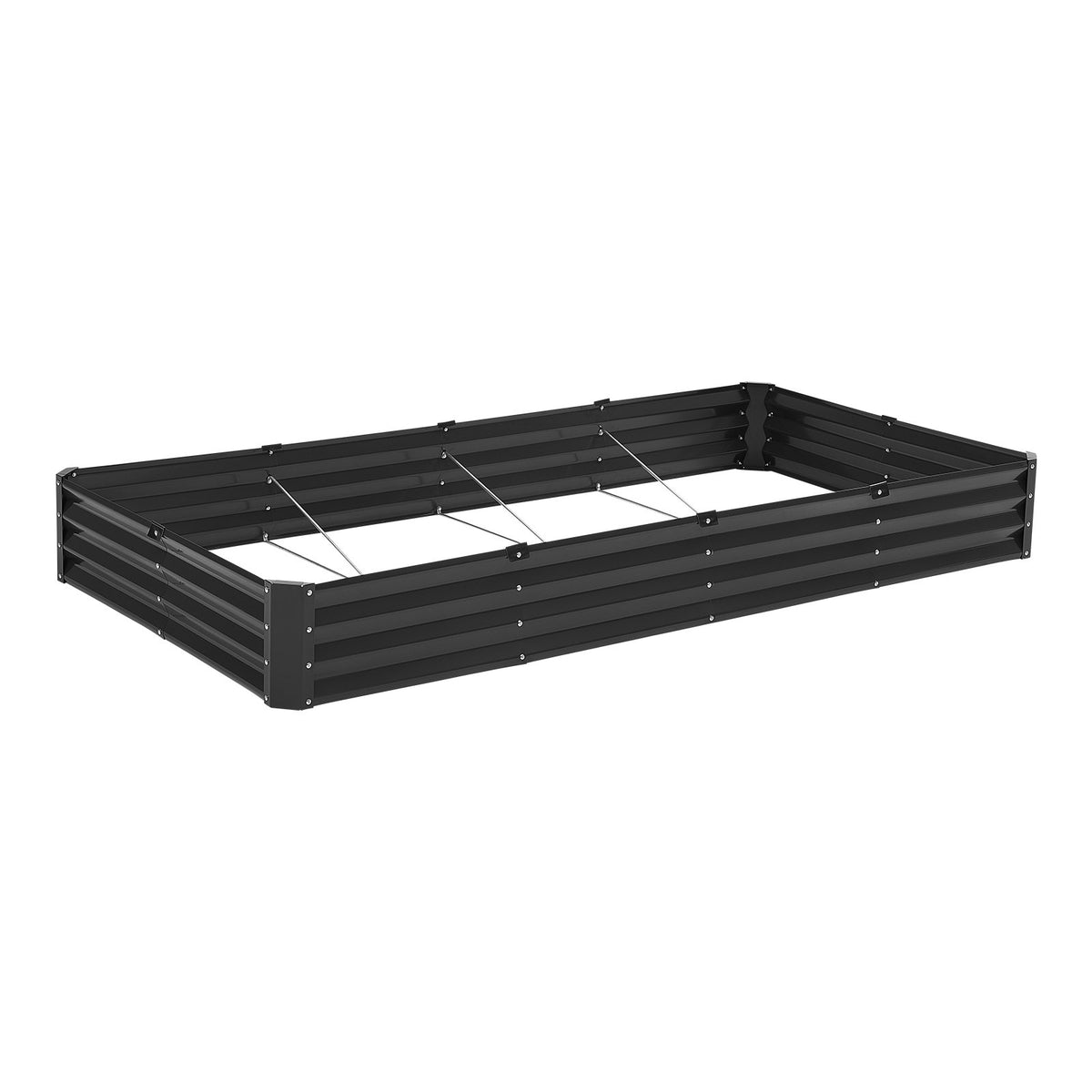 VEVOR Metal Raised Garden Bed, 8 x 4 x 1 ft Outdoor Galvanized Planter Box, with Open Bottom, Large Planter Raised Bed for Gardening Vegetables, Flowers, Herbs, and Succulent Plants, Dark Gray