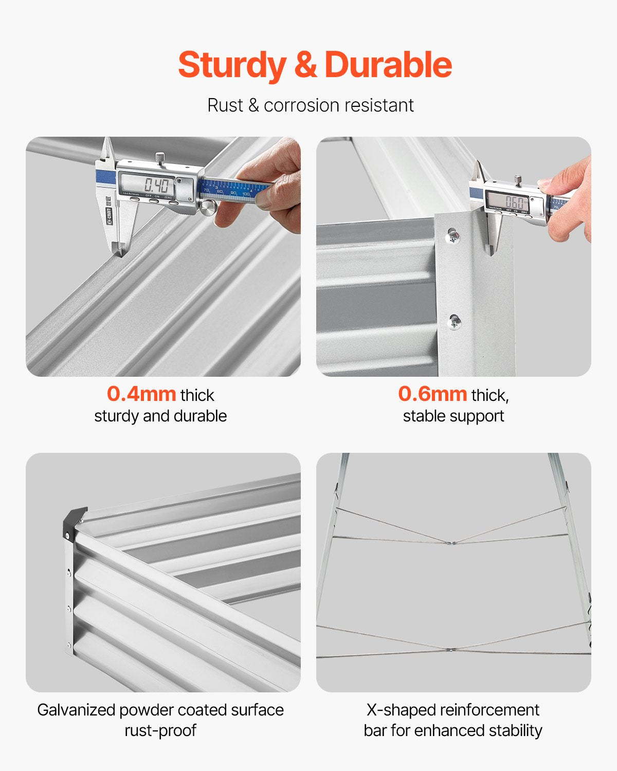 VEVOR Metal Raised Garden Bed, 12 x 4 x 1 ft Outdoor Galvanized Planter Box, with Open Bottom, Large Planter Raised Bed for Gardening Vegetables, Flowers, Herbs, and Succulent Plants, Silver