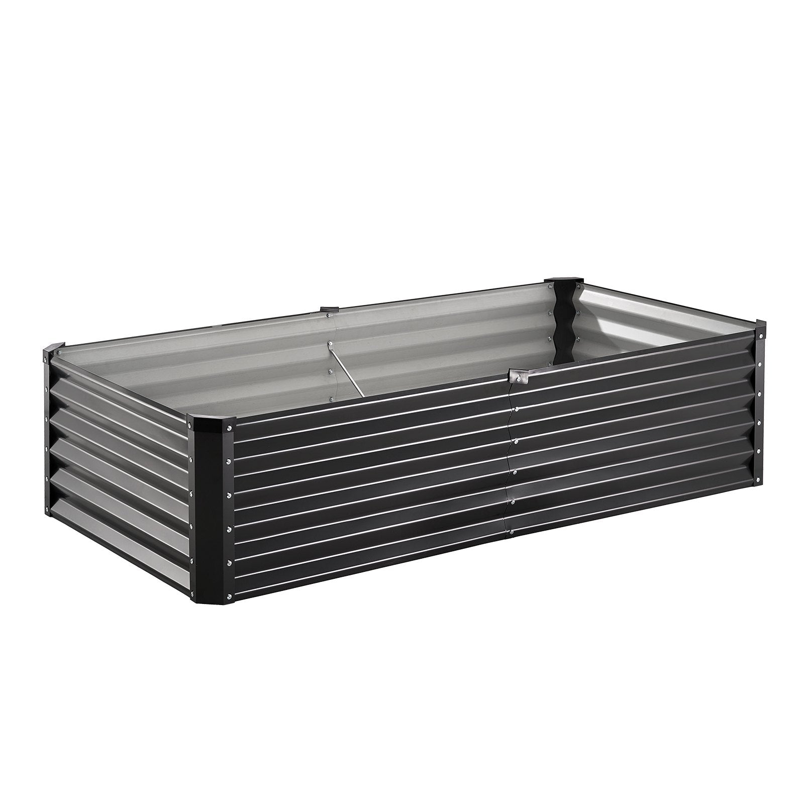 VEVOR Metal Raised Garden Bed, 6 x 3 x 1.5 ft Outdoor Galvanized Planter Box, with Open Bottom, Large Planter Raised Bed for Gardening Vegetables, Flowers, Herbs, and Succulent Plants, Dark Gray