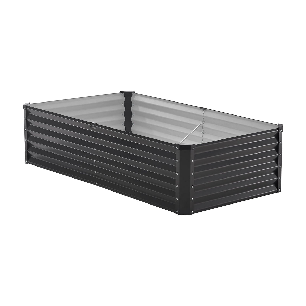 VEVOR Metal Raised Garden Bed, 6 x 3 x 1.5 ft Outdoor Galvanized Planter Box, with Open Bottom, Large Planter Raised Bed for Gardening Vegetables, Flowers, Herbs, and Succulent Plants, Dark Gray