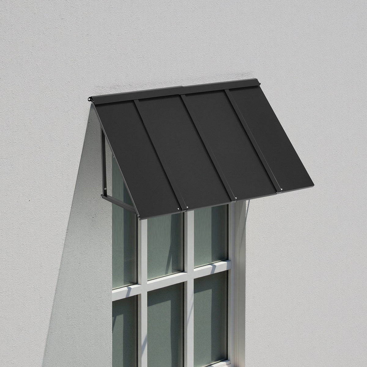 Fixed Metal Awning 1125 × 610 mm, Window Awning Door Canopy, Stable Triangle Steel Frame Awnings for Doors Exterior Rain, and Snow Sunlight Protection for Door Entrance, Windows, Porches, Balconies