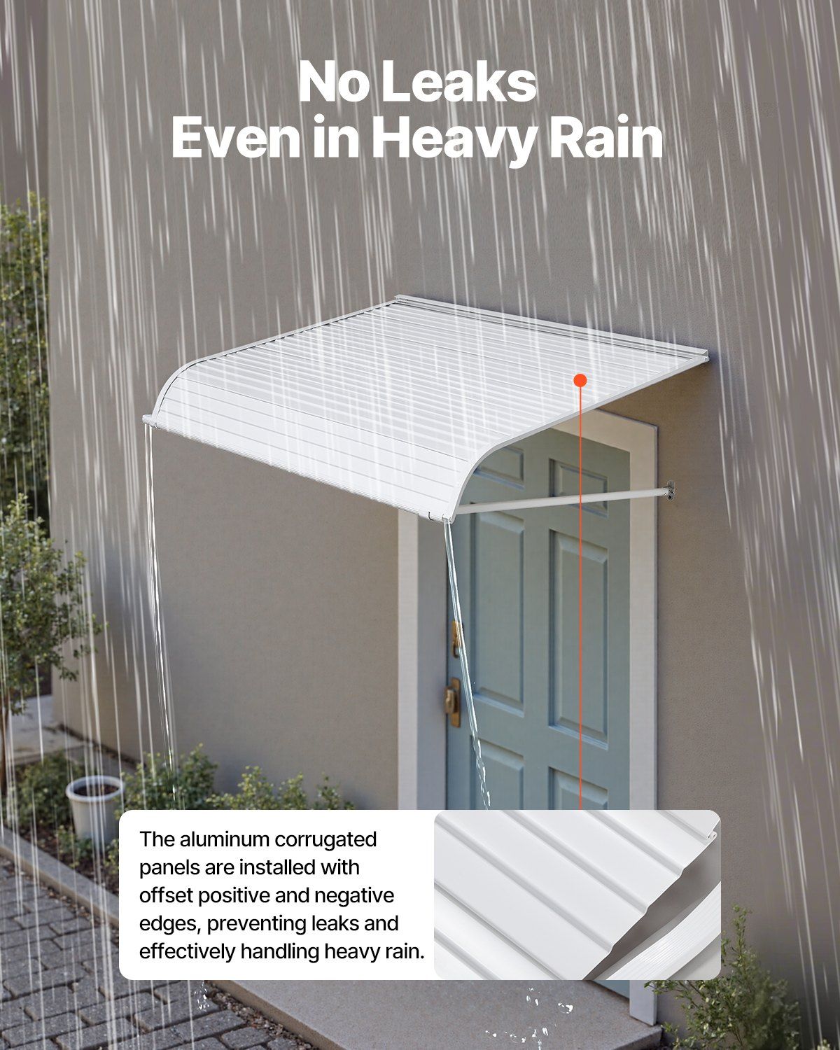 Aluminum Awning 1219 × 1066 mm, Durable Window Awning Door Canopy, Lightweight and Stable Aluminum Exterior Awnings Rain Snow Sunlight Protection for Door Entrance Windows Patio Porch