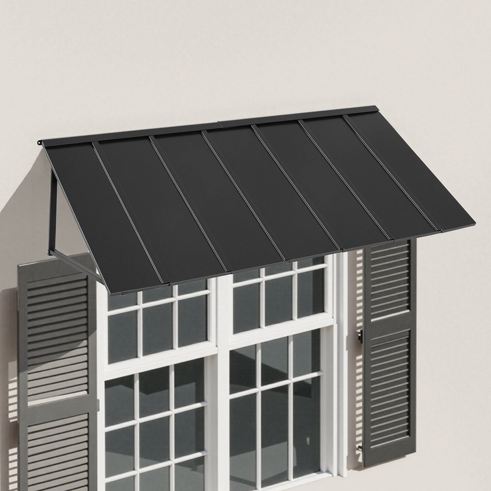 Fixed Metal Awning 2032 × 910 mm, Window Awning Door Canopy, Stable Triangle Steel Frame Exterior Awnings Rain, and Snow Sunlight Protection for Door Entrance, Windows, Porches, Balconies