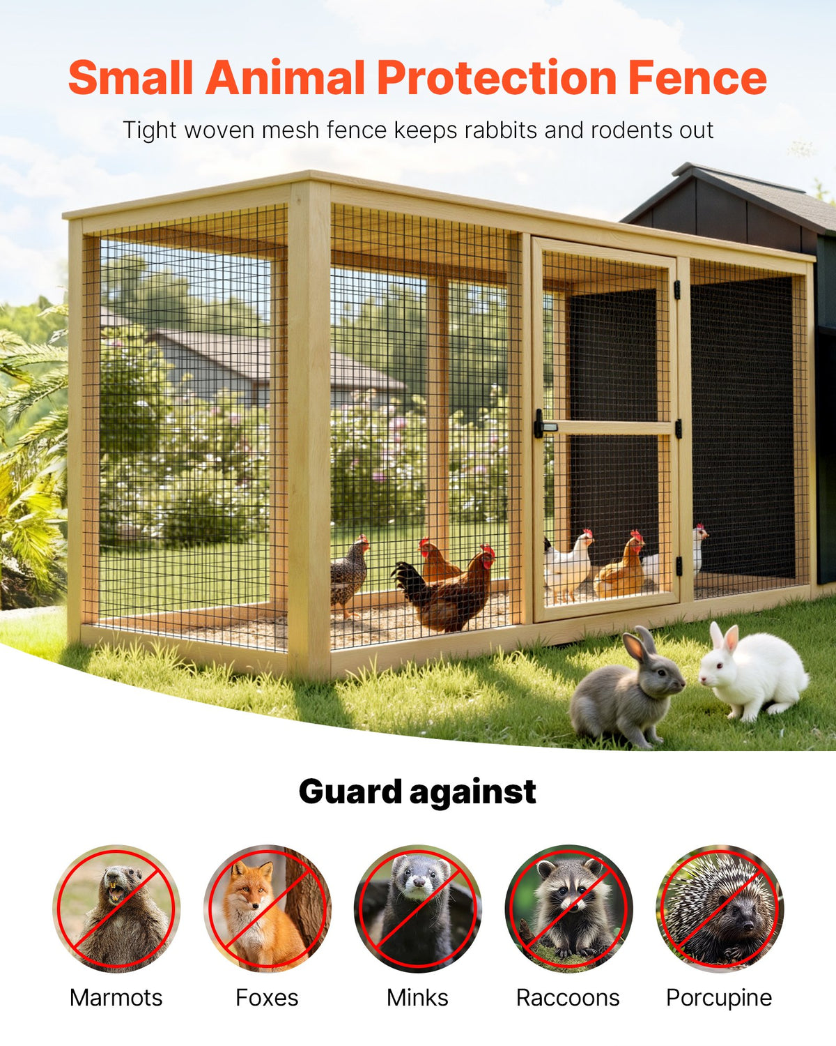 VEVOR Hardware Cloth 61cm x 7.62m, 2 x 3 in Mesh 16 Gauge Galvanized Wire Mesh Roll, Weather-Resistant Vinyl Coated Chicken Wire Fencing, Heavy Duty Welded Garden Plant Fencing for Rabbit Cage Snake