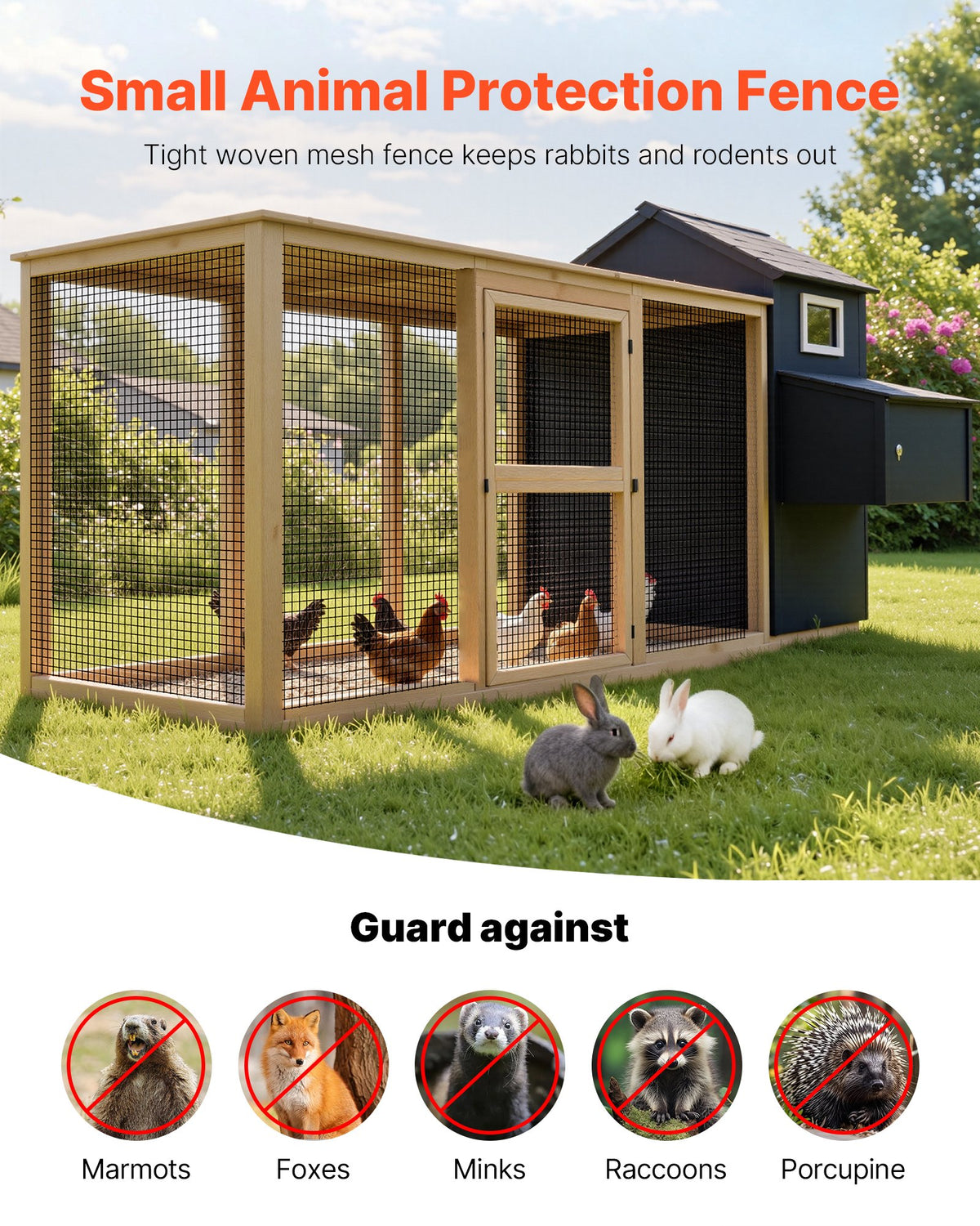 VEVOR Hardware Cloth 61cm x 15.2m, 1/2 in 19 Gauge Galvanized Wire Mesh Roll, Weather-Resistant Vinyl Coated Chicken Wire Fencing, Heavy Duty Welded Garden Plant Fencing for Rabbit Cage Snake Fence