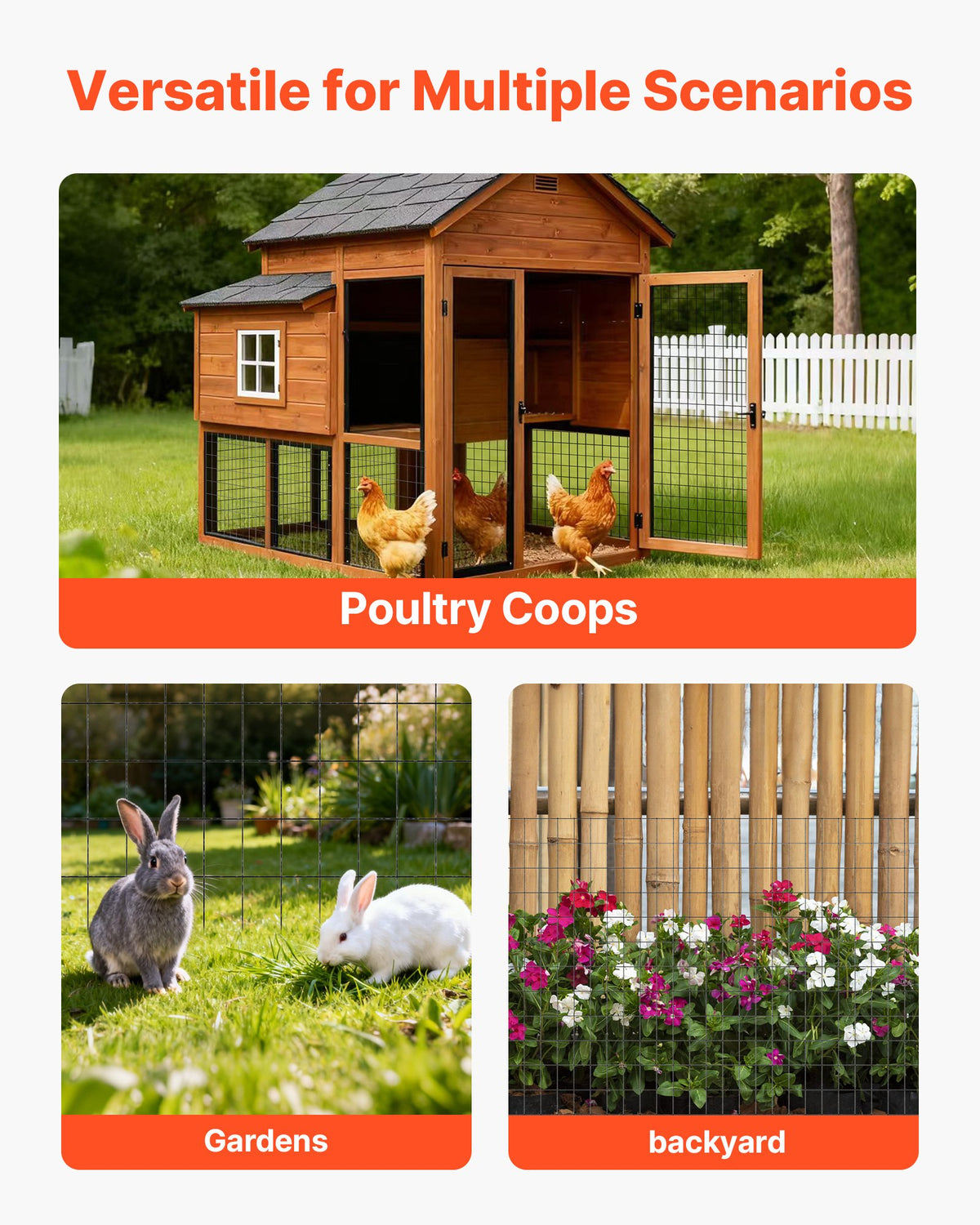 VEVOR Hardware Cloth 91cm x 7.62m, 2 x 3 in Mesh 16 Gauge Galvanized Wire Mesh Roll, Weather-Resistant Vinyl Coated Chicken Wire Fencing, Heavy Duty Welded Garden Plant Fencing for Rabbit Cage Snake