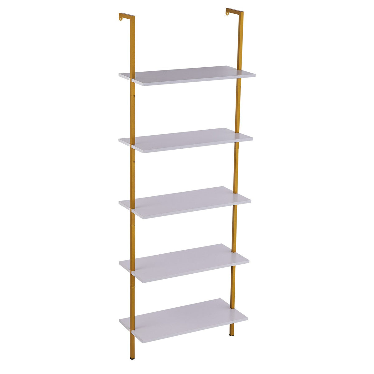 VEVOR Industrial Square Pipe Shelf 5 Tier 64x30x182.5cm Wall-Mount Gold White