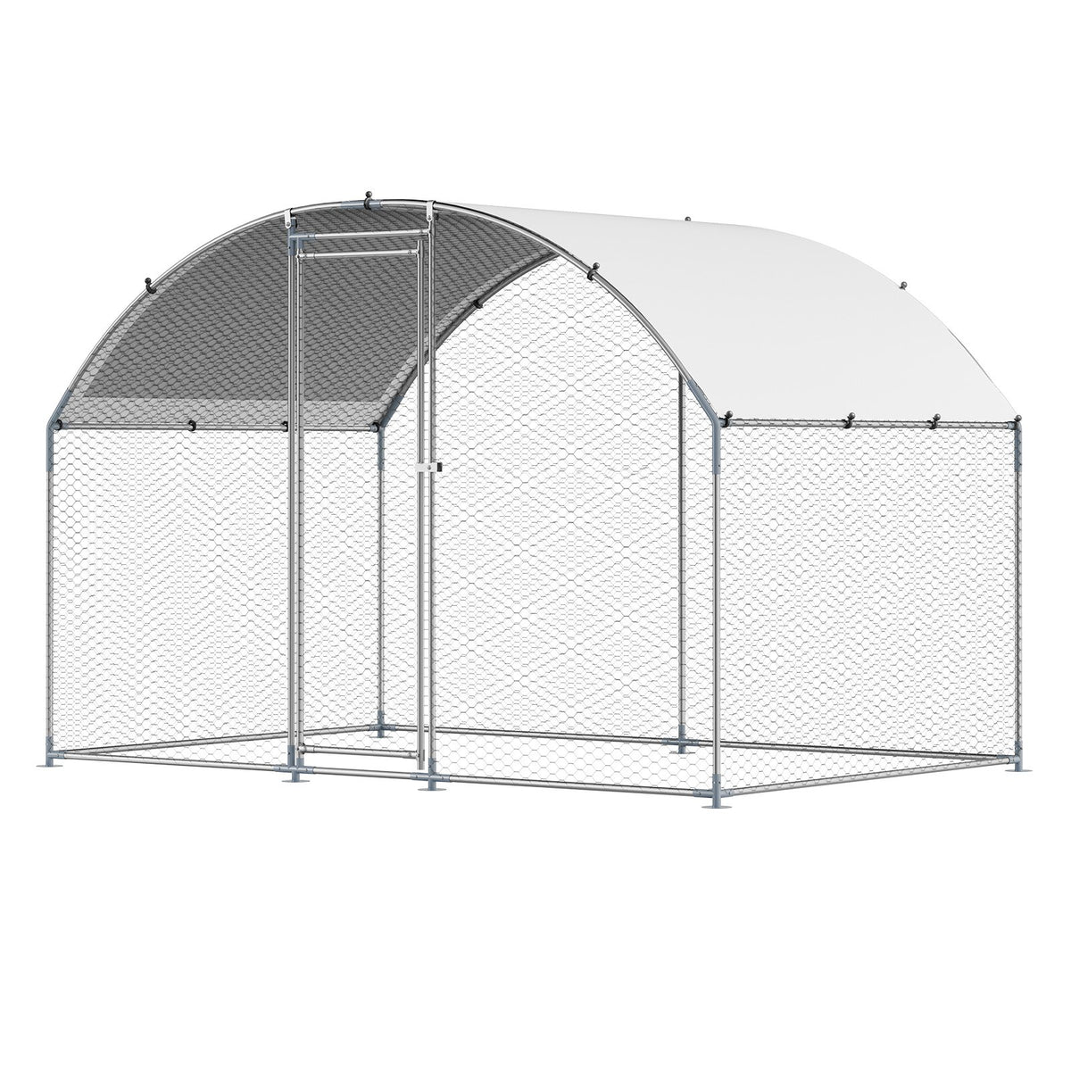 VEVOR Metal Chicken Coop, 9.8x6.5x6.5ft Large Walk-in Chicken Runs with Cover, Doom Roof Hen House Enclosure with Security Lock, Outdoor Duck Rabbit Cage Poultry Pen for Backyard, Farm, Yard