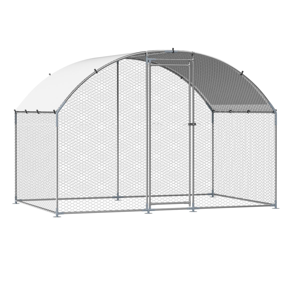 VEVOR Metal Chicken Coop, 9.8x6.5x6.5ft Large Walk-in Chicken Runs with Cover, Doom Roof Hen House Enclosure with Security Lock, Outdoor Duck Rabbit Cage Poultry Pen for Backyard, Farm, Yard