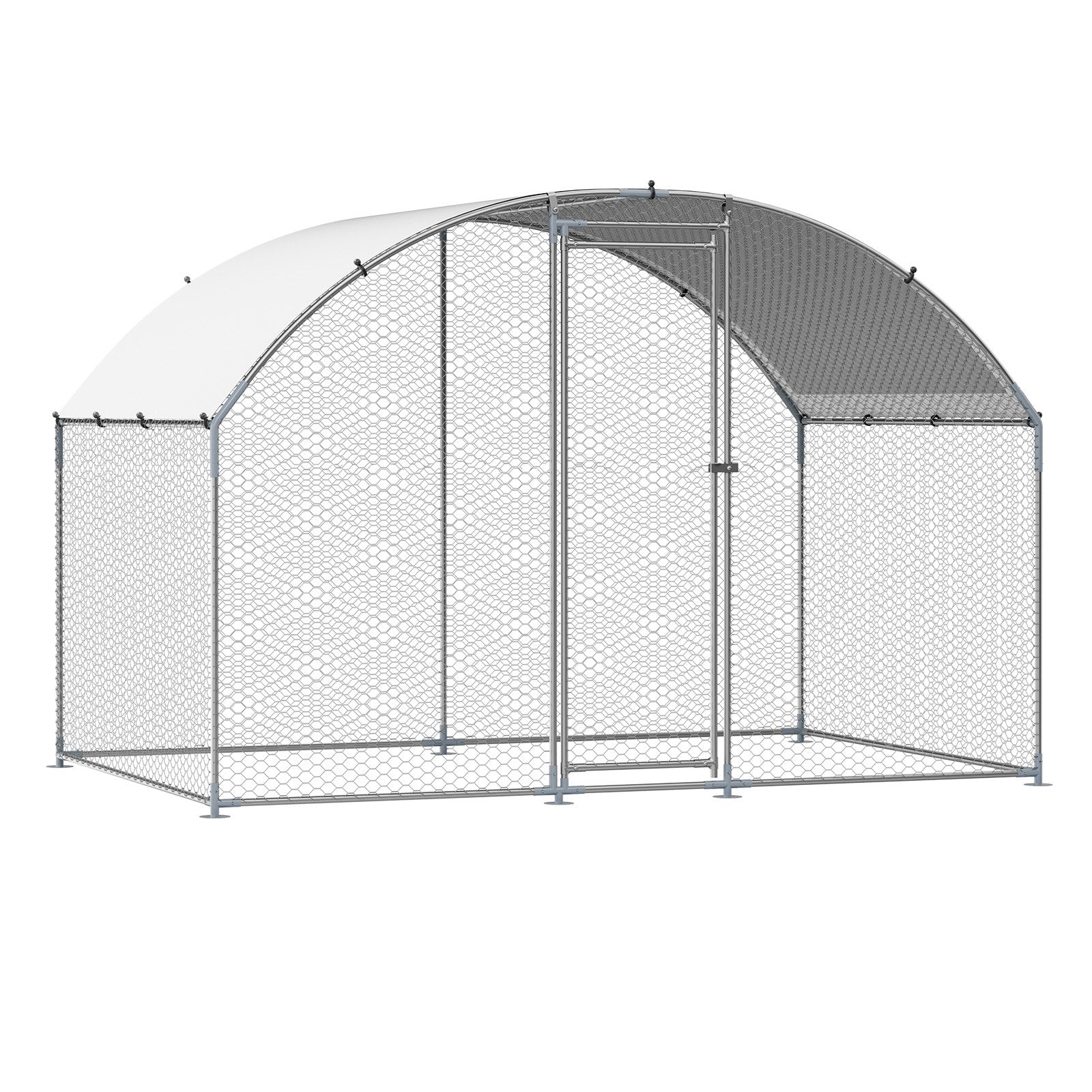 VEVOR Metal Chicken Coop, 9.8x6.5x6.5ft Large Walk-in Chicken Runs with Cover, Doom Roof Hen House Enclosure with Security Lock, Outdoor Duck Rabbit Cage Poultry Pen for Backyard, Farm, Yard