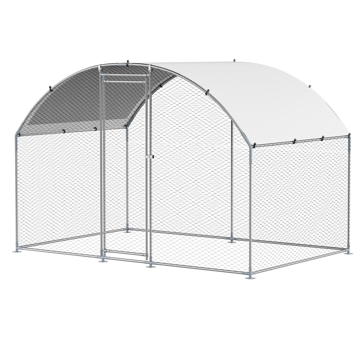 VEVOR Metal Chicken Coop, 9.8x6.5x6.5ft Large Walk-in Chicken Runs with Cover, Doom Roof Hen House Enclosure with Security Lock, Outdoor Duck Rabbit Cage Poultry Pen for Backyard, Farm, Yard