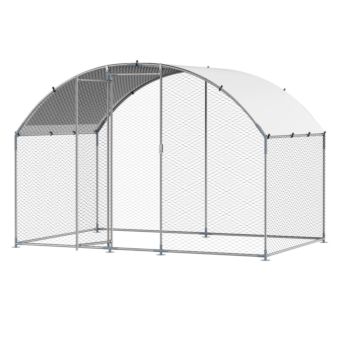 VEVOR Metal Chicken Coop, 9.8x6.5x6.5ft Large Walk-in Chicken Runs with Cover, Doom Roof Hen House Enclosure with Security Lock, Outdoor Duck Rabbit Cage Poultry Pen for Backyard, Farm, Yard