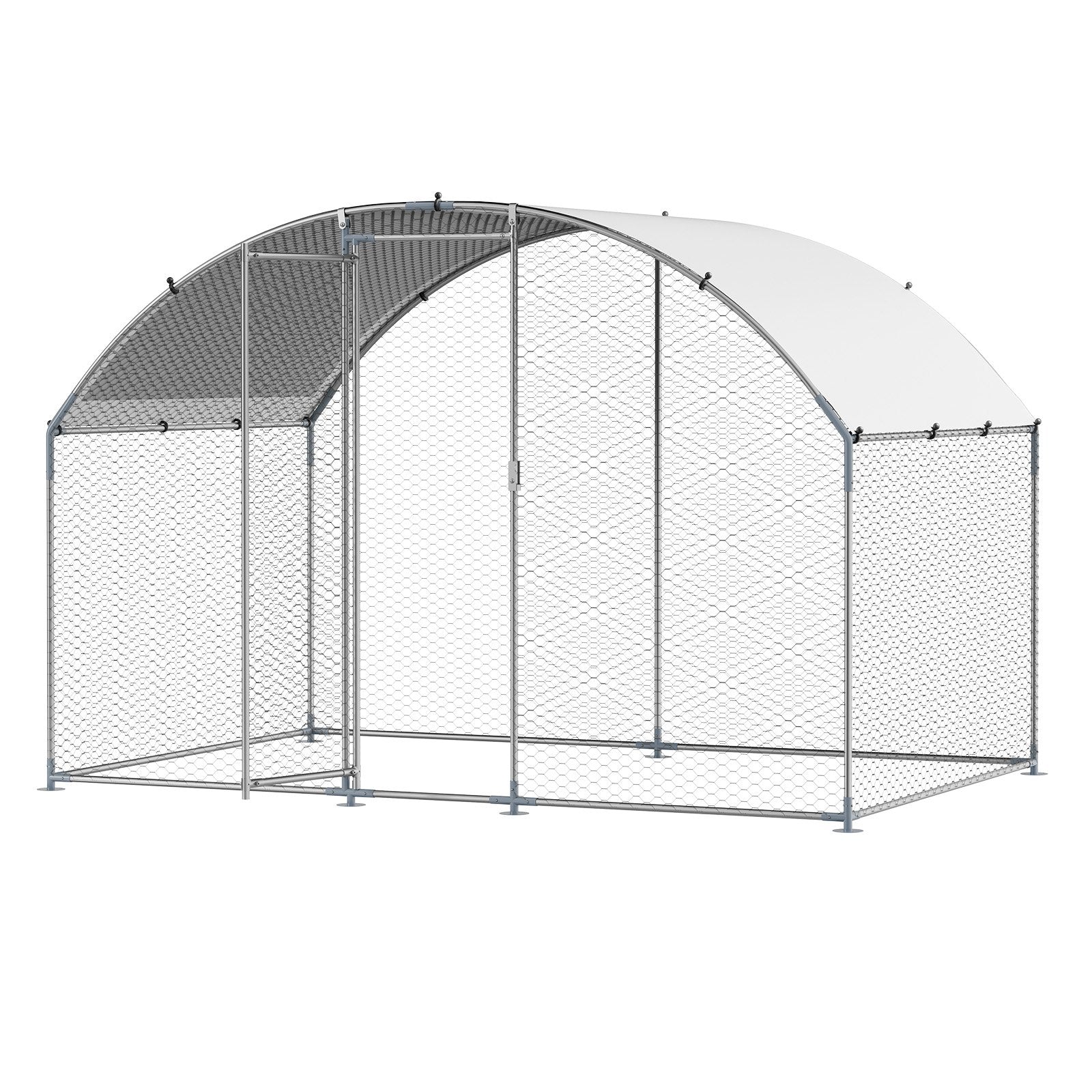 VEVOR Metal Chicken Coop, 9.8x6.5x6.5ft Large Walk-in Chicken Runs with Cover, Doom Roof Hen House Enclosure with Security Lock, Outdoor Duck Rabbit Cage Poultry Pen for Backyard, Farm, Yard