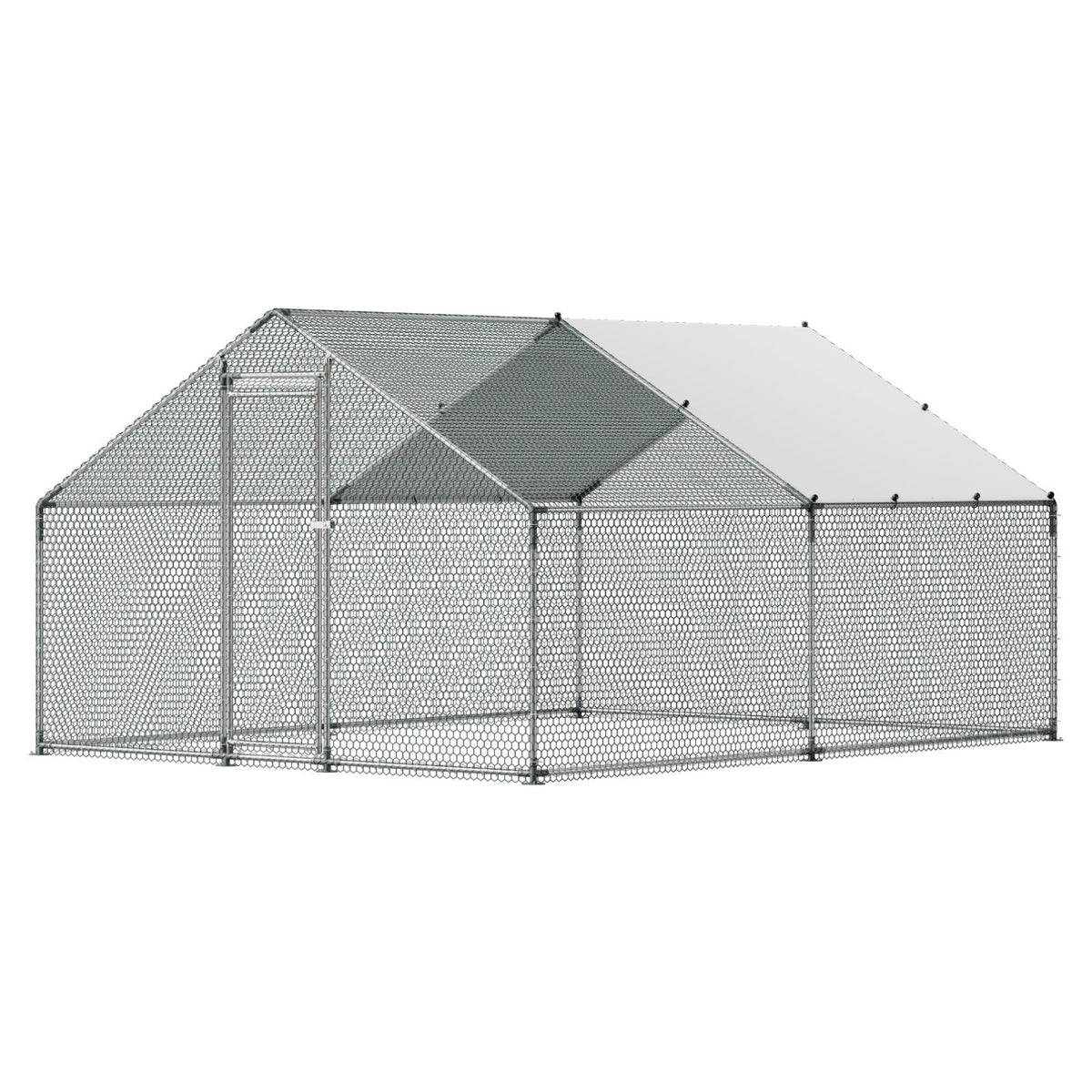 VEVOR Metal Chicken Coop, 9.8x13.1x6.5 ft Large Walk-in Chicken Runs with Cover, Spire Roof Hen House Enclosure with Security Lock, Outdoor Duck Rabbit Cage Poultry Pen for Backyard, Farm, Yard