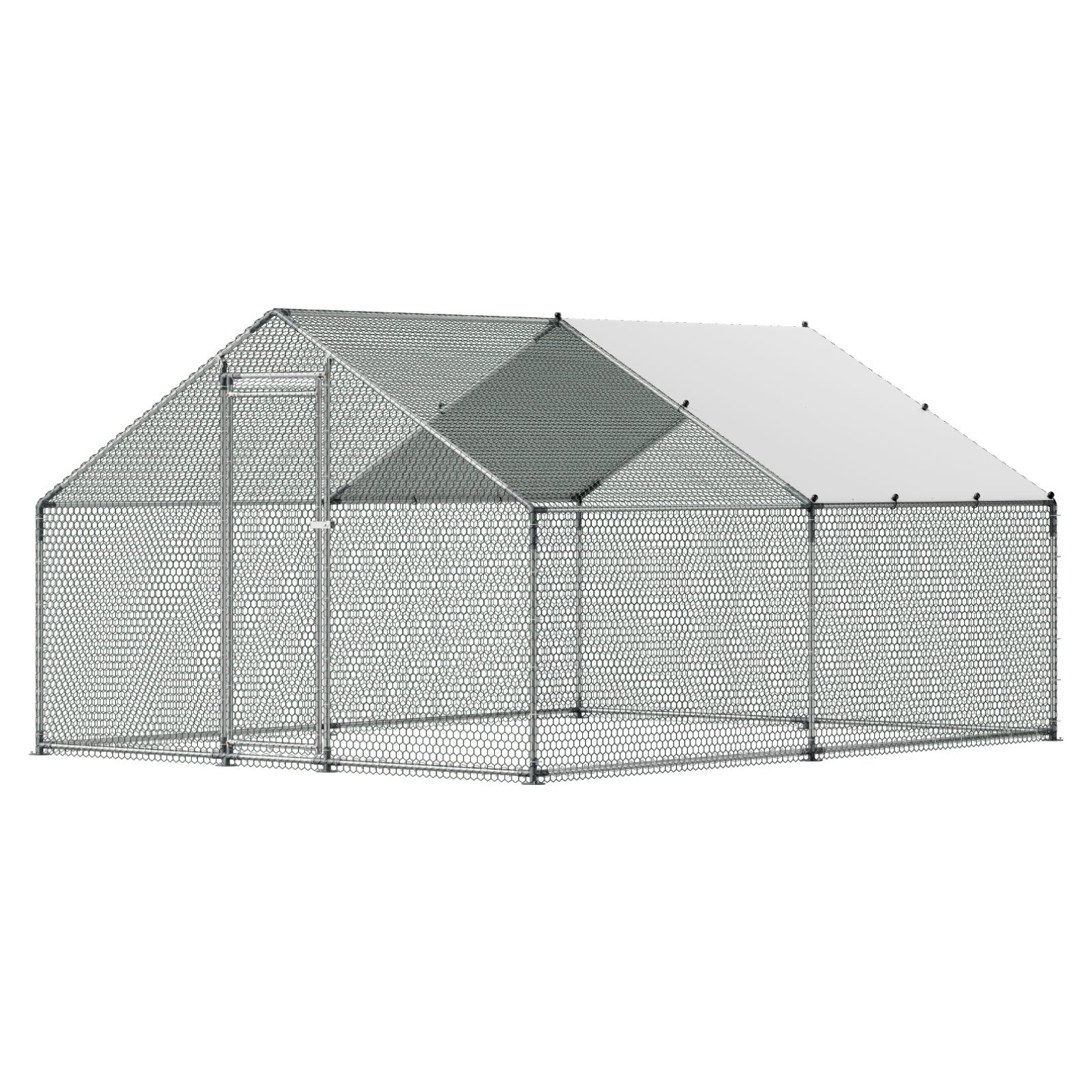 VEVOR Metal Chicken Coop, 9.8x13.1x6.5 ft Large Walk-in Chicken Runs with Cover, Spire Roof Hen House Enclosure with Security Lock, Outdoor Duck Rabbit Cage Poultry Pen for Backyard, Farm, Yard