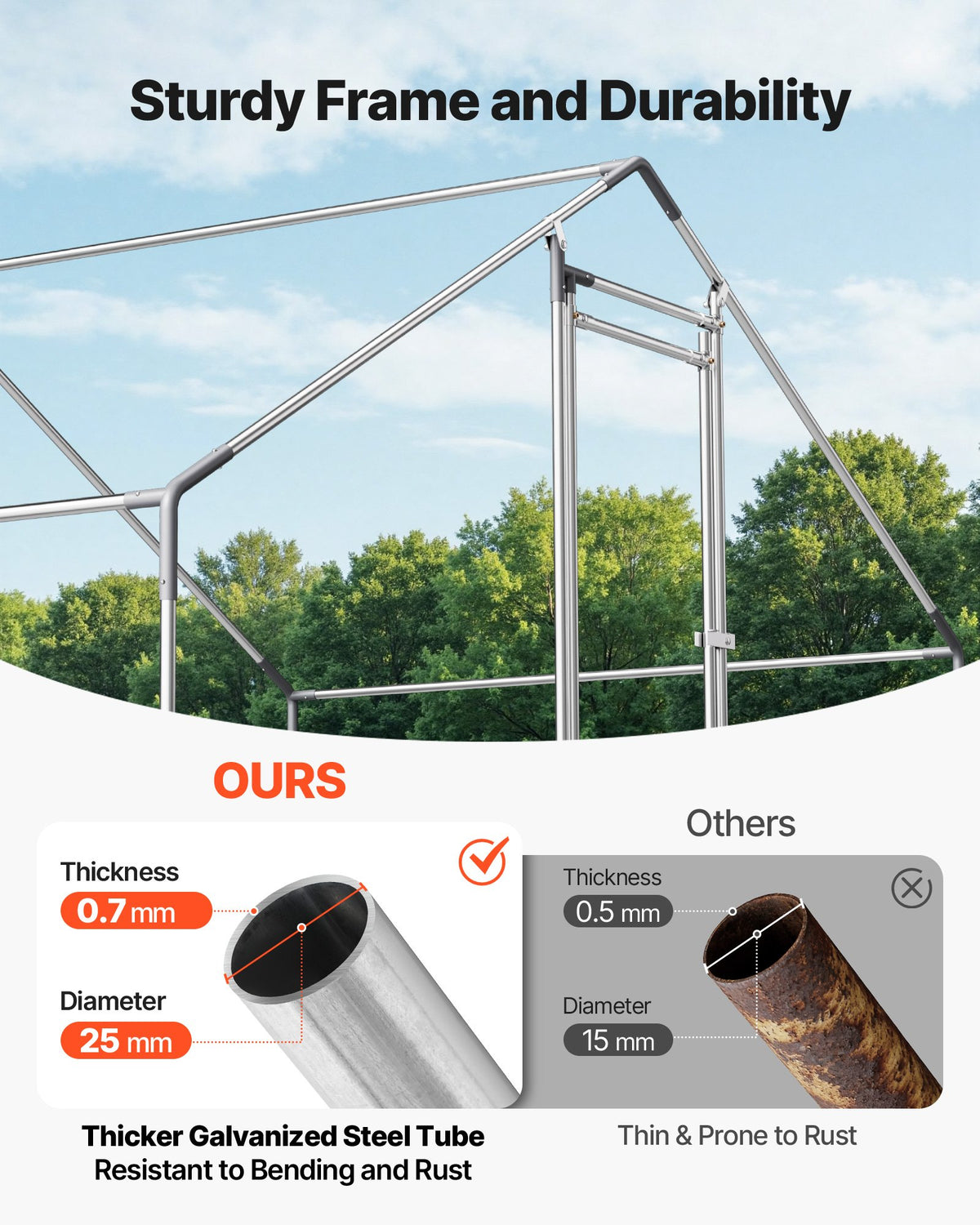 VEVOR Metal Chicken Coop, 9.8x13.1x6.5 ft Large Walk-in Chicken Runs with Cover, Spire Roof Hen House Enclosure with Security Lock, Outdoor Duck Rabbit Cage Poultry Pen for Backyard, Farm, Yard