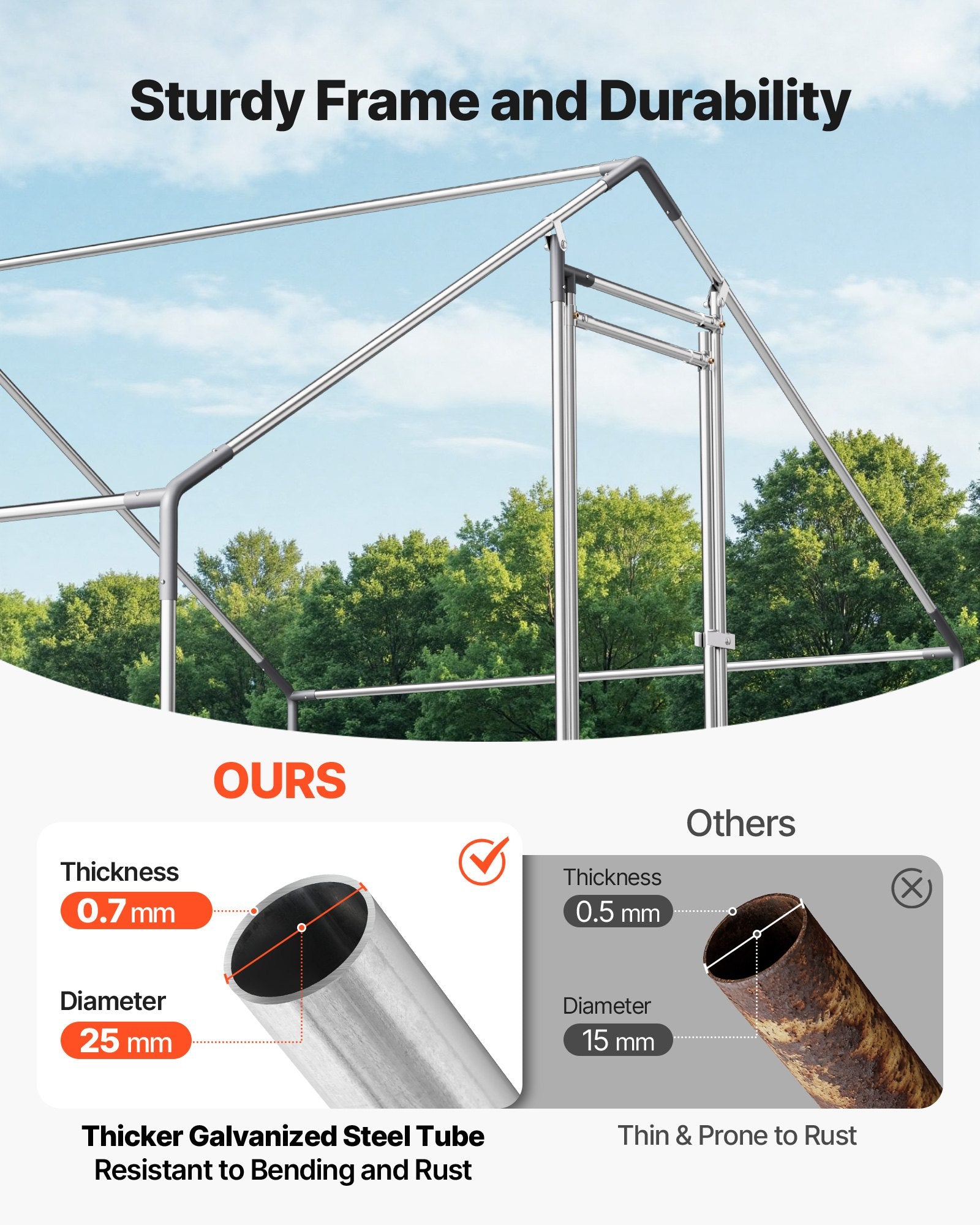 VEVOR Metal Chicken Coop, 9.8x13.1x6.5 ft Large Walk-in Chicken Runs with Cover, Spire Roof Hen House Enclosure with Security Lock, Outdoor Duck Rabbit Cage Poultry Pen for Backyard, Farm, Yard