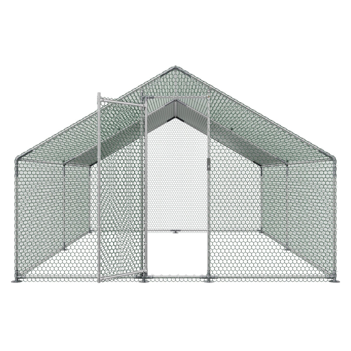 VEVOR Metal Chicken Coop, 9.8x13.1x6.5 ft Large Walk-in Chicken Runs with Cover, Spire Roof Hen House Enclosure with Security Lock, Outdoor Duck Rabbit Cage Poultry Pen for Backyard, Farm, Yard
