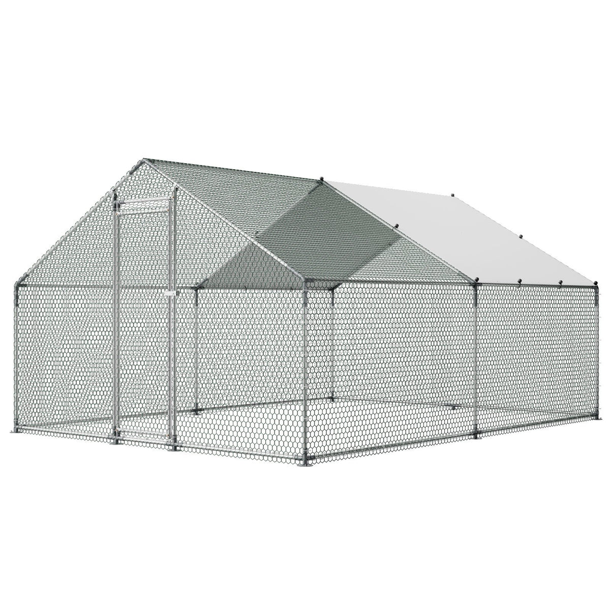 VEVOR Metal Chicken Coop, 9.8x13.1x6.5 ft Large Walk-in Chicken Runs with Cover, Spire Roof Hen House Enclosure with Security Lock, Outdoor Duck Rabbit Cage Poultry Pen for Backyard, Farm, Yard