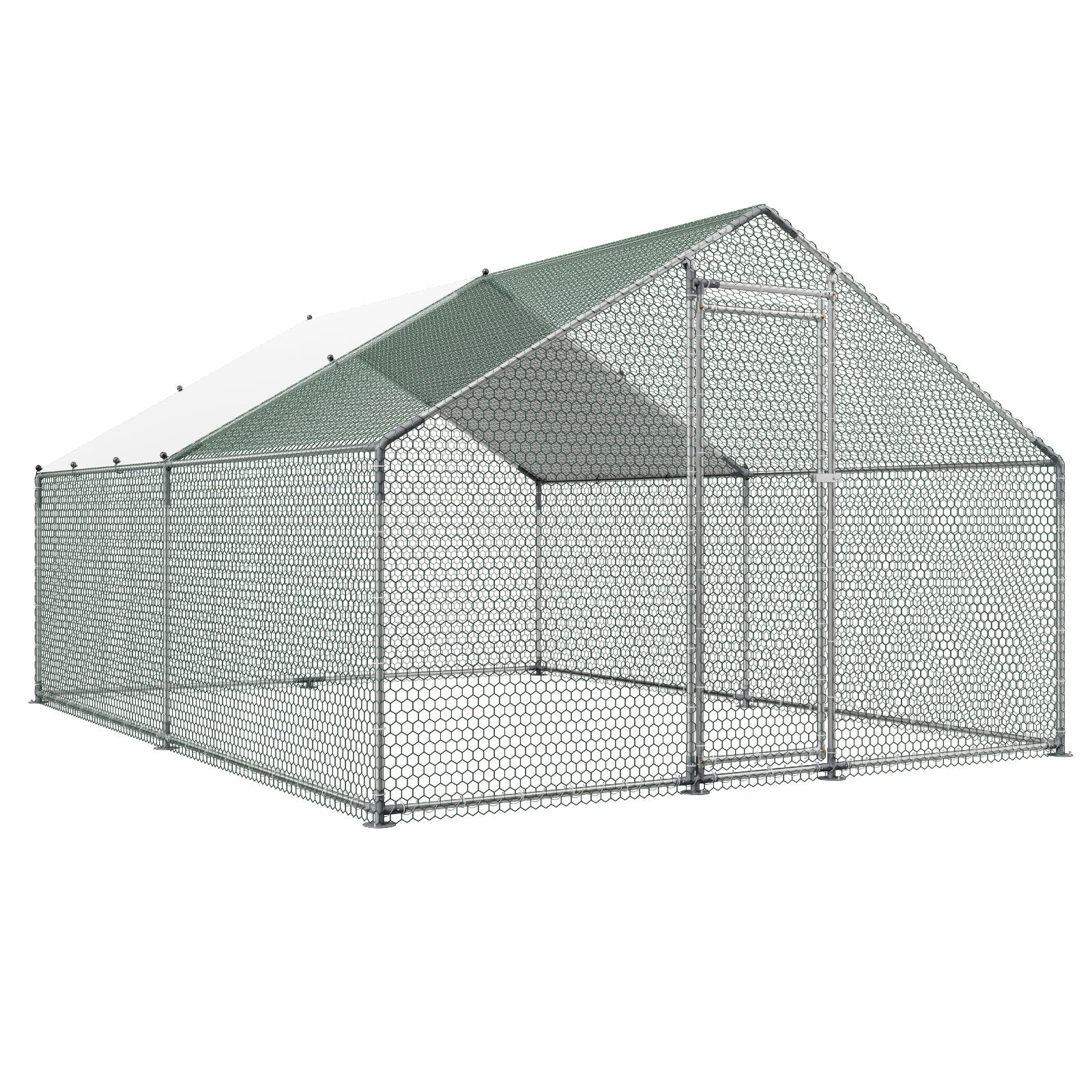 VEVOR Metal Chicken Coop, 9.8x13.1x6.5 ft Large Walk-in Chicken Runs with Cover, Spire Roof Hen House Enclosure with Security Lock, Outdoor Duck Rabbit Cage Poultry Pen for Backyard, Farm, Yard