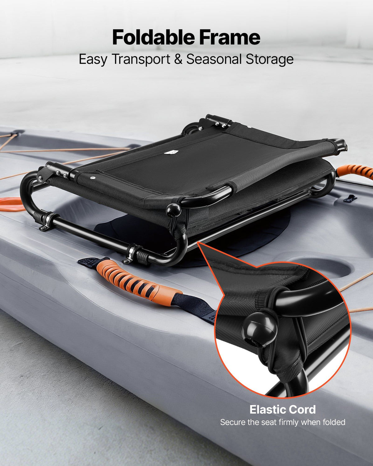 Kayak Seat, Folding Kayak Seat with Comfortable Back Support, Aluminum Alloy Frame & 600D Oxford Fabric, Easy Assembly for Paddling, Fishing and Recreational Kayaking