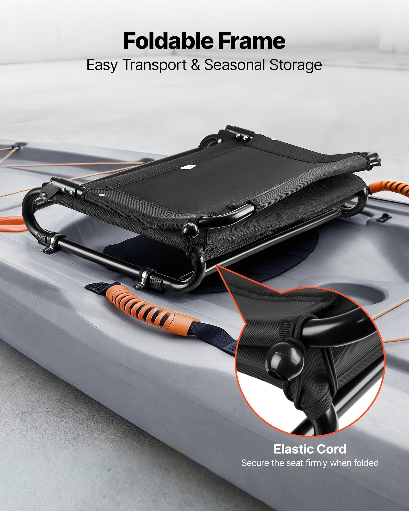 Kayak Seat, Folding Kayak Seat with Comfortable Back Support, Aluminum Alloy Frame & 600D Oxford Fabric, Easy Assembly for Paddling, Fishing and Recreational Kayaking