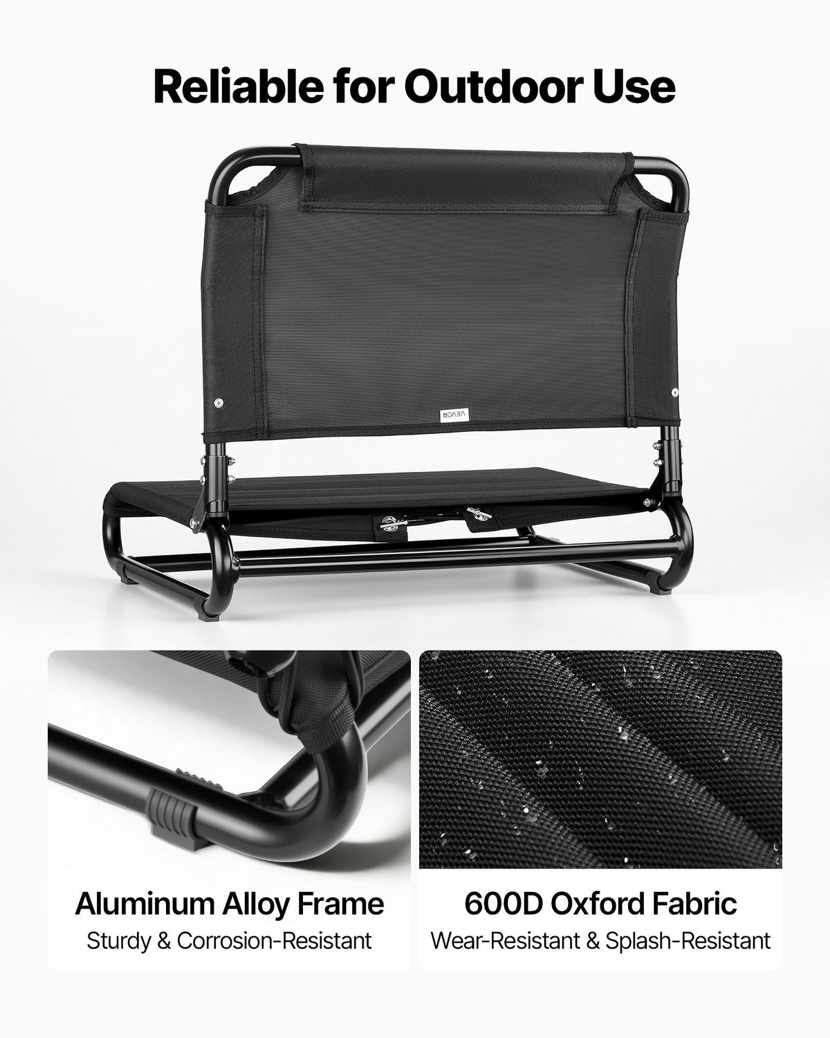 Kayak Seat, Folding Kayak Seat with Comfortable Back Support, Aluminum Alloy Frame & 600D Oxford Fabric, Easy Assembly for Paddling, Fishing and Recreational Kayaking