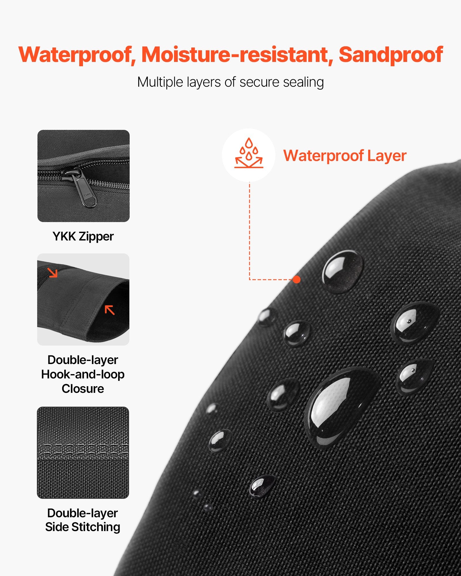 VEVOR Workout Sandbag, Heavy Duty Workout Power Bags with Handles, 23-56 kg Adjustable Slam Bag for Fitness Strength Weight Training Cross-Training, Home Gym Exercise, Black (Unfilled)