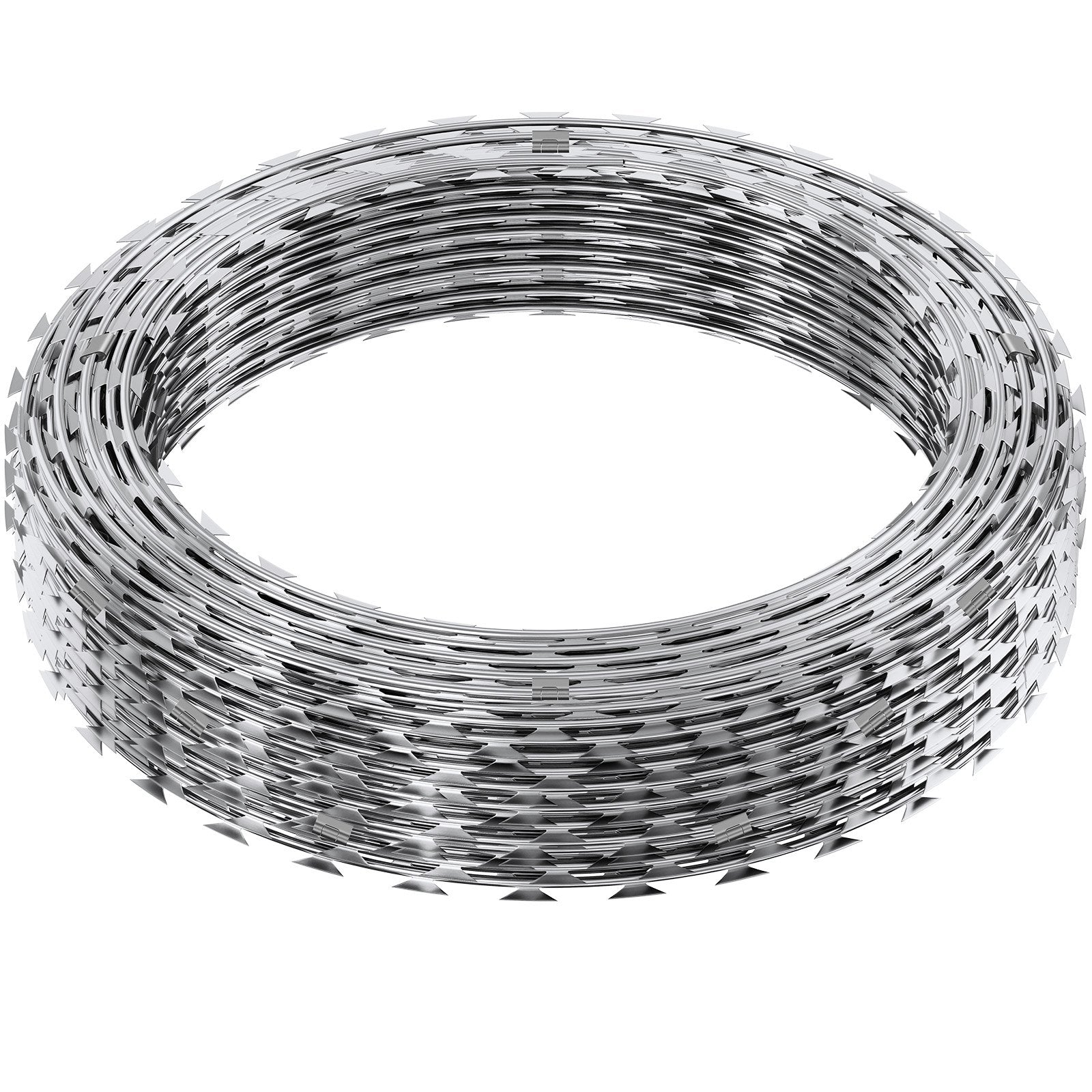 VEVOR Razor Wire Razor Barbed Wire 147ft 3Rolls Razor Wire Fencing Double Spiral