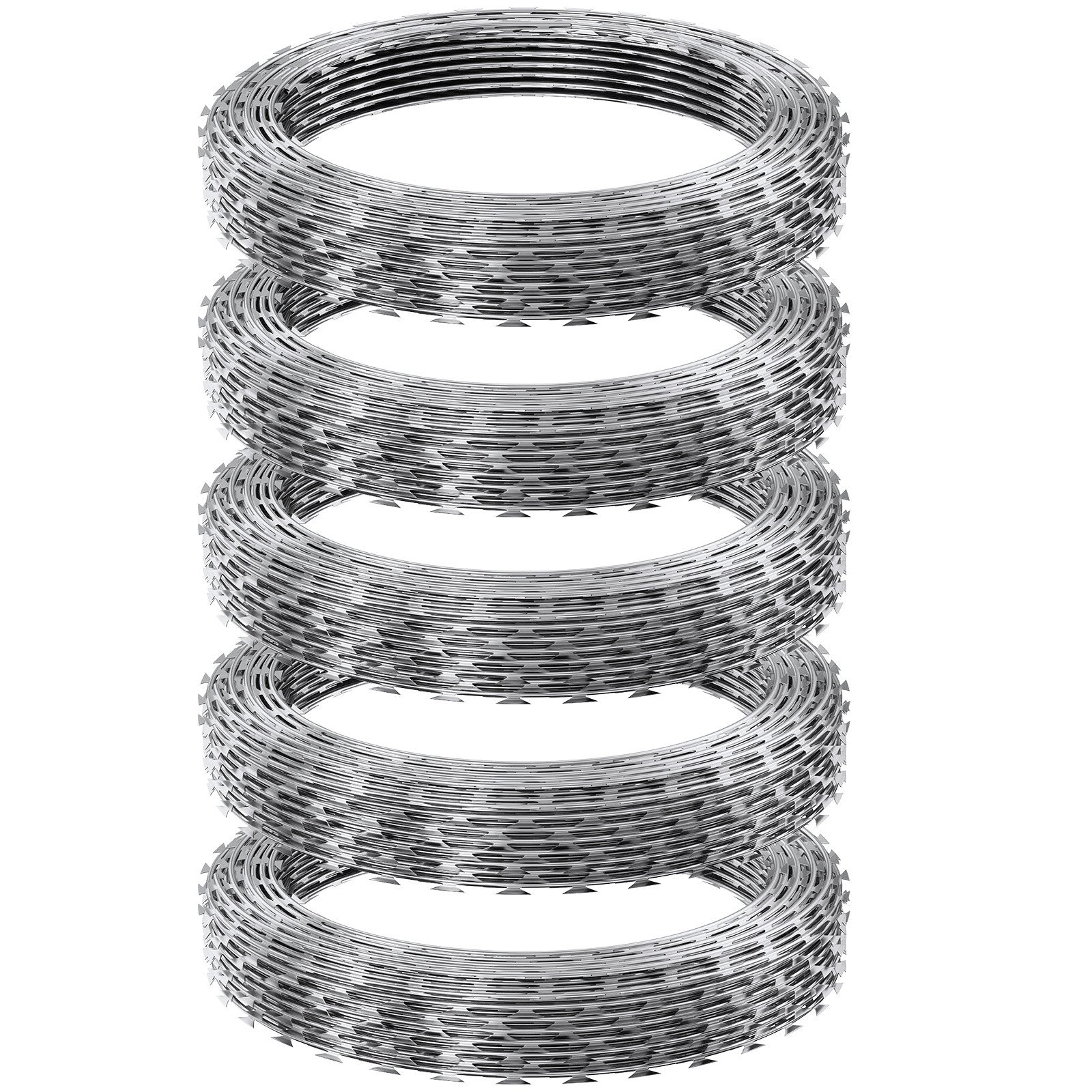 VEVOR Razor Wires, 246 ft Razor Barbed Wire, 5 Rolls Razor Wire Fencing Razor Fence, Razor Ribbon Barbed Wire Galvanized Razor Wire Fence, Rolls Razor for Garden
