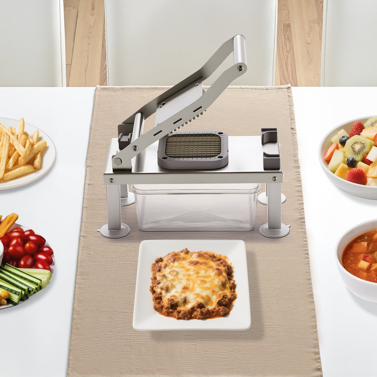 VEVOR Vegetable Chopper Mandoline Slicer, All-in-1 Food Veggie Cutter with 8 Stainless Steel Blades, Cheese Grater Onion Potato Salad Dicer with Container,Kitchen Gadgets&Essentials Home Appliances