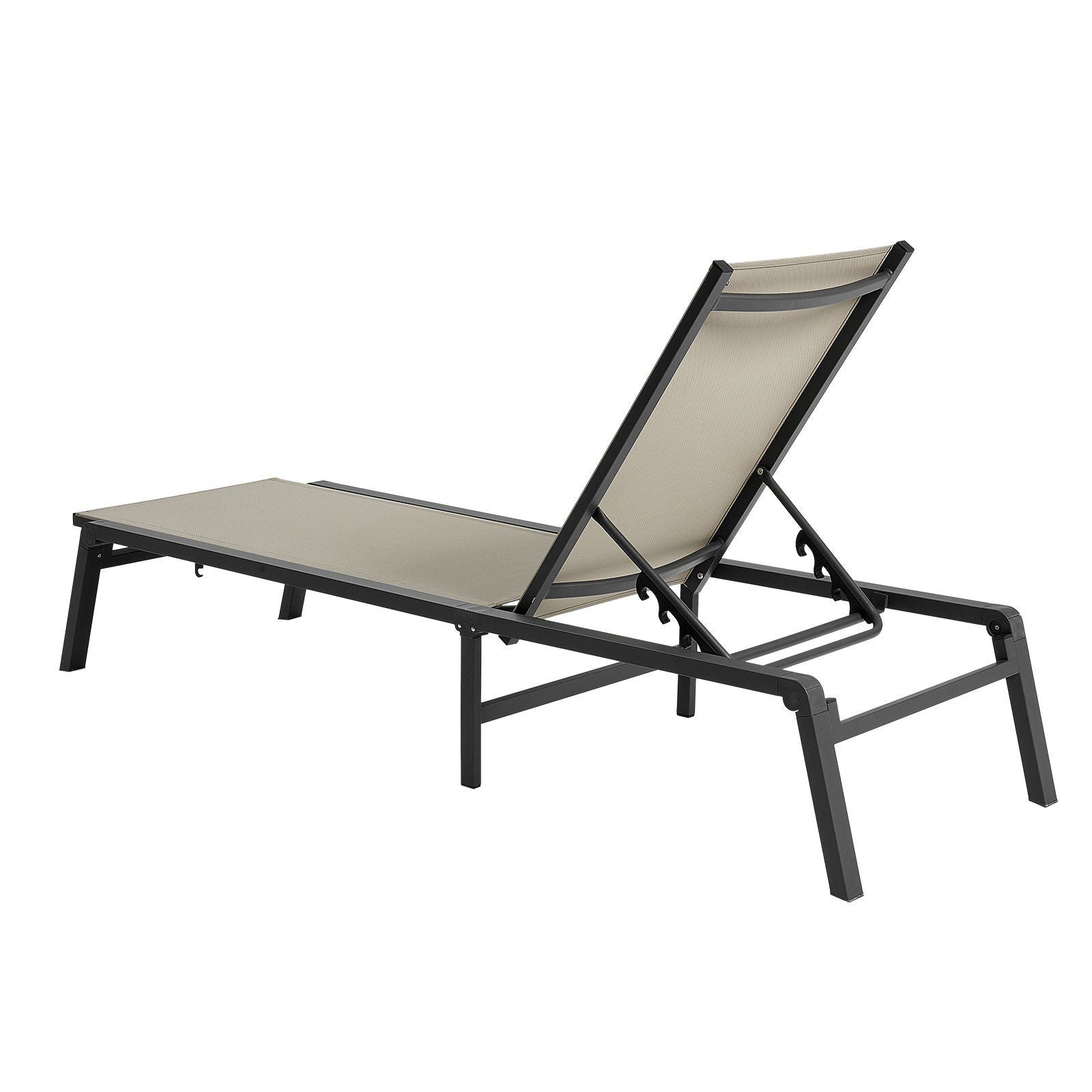 Outdoor Chaise Lounge Chair, 181 kg Weight Capacity, Foldable Sun Tanning Chair, 5 Adjustable Positions, Easy Assembly, Heavy Duty Aluminum Pool Recliner Lounge Chairs, for Beach Yard Patio